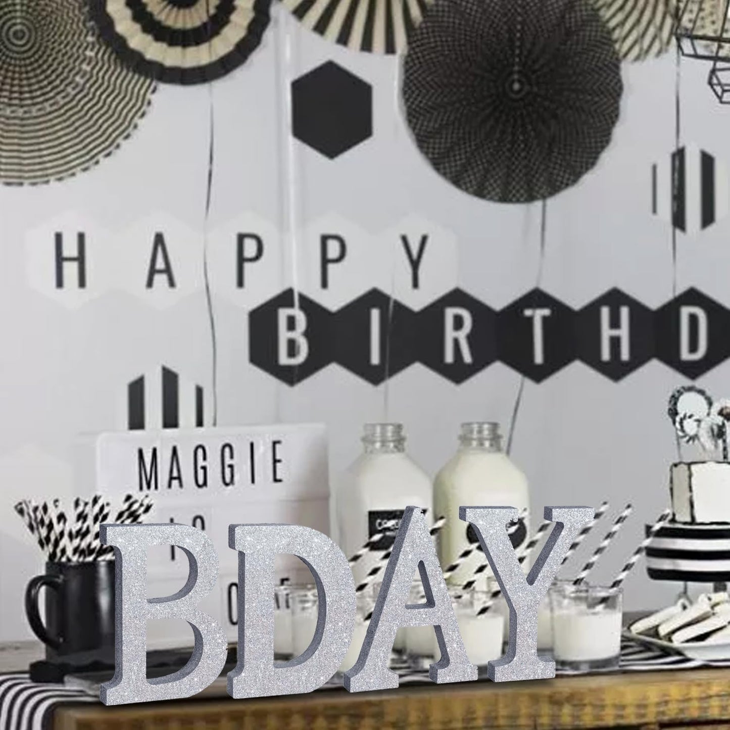 TONIFUL 8 Inch Silver Glitter Letter A Table Centerpiece A-Z Silver Birthday Party Decorations,Silver Alphabet A for Birthday,Chrismas,Graduation,Bridal Shower,Wedding,Anniversary Party Supplies