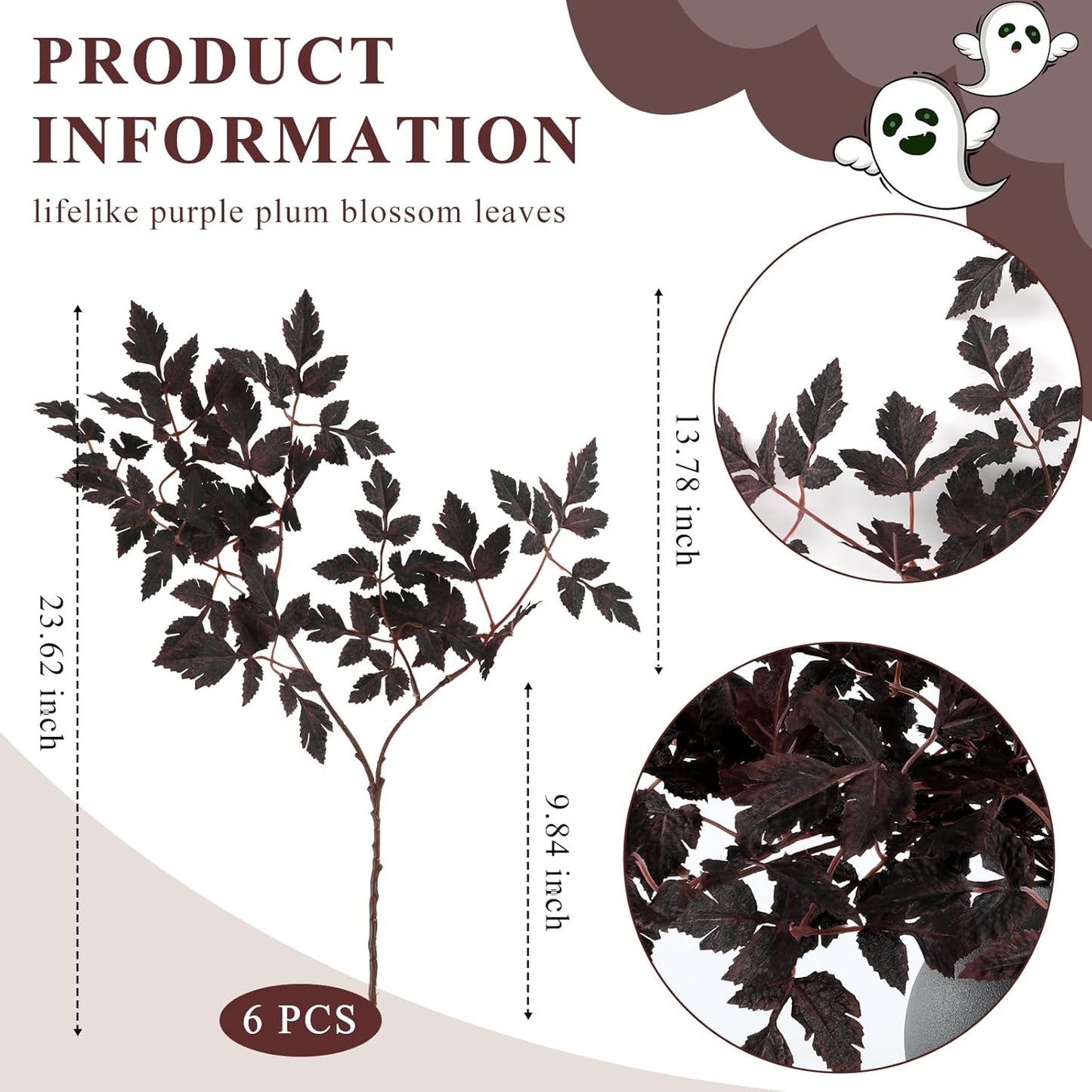 Fall Decor，Fall Stems,Artificial Cimicifuga Stems,6-Pack 32 Inch,Purple Fall Foliage Spray for Tall Vase,Farmhouse Thanksgiving Mantel Centerpiece Halloween Decor Arrangements