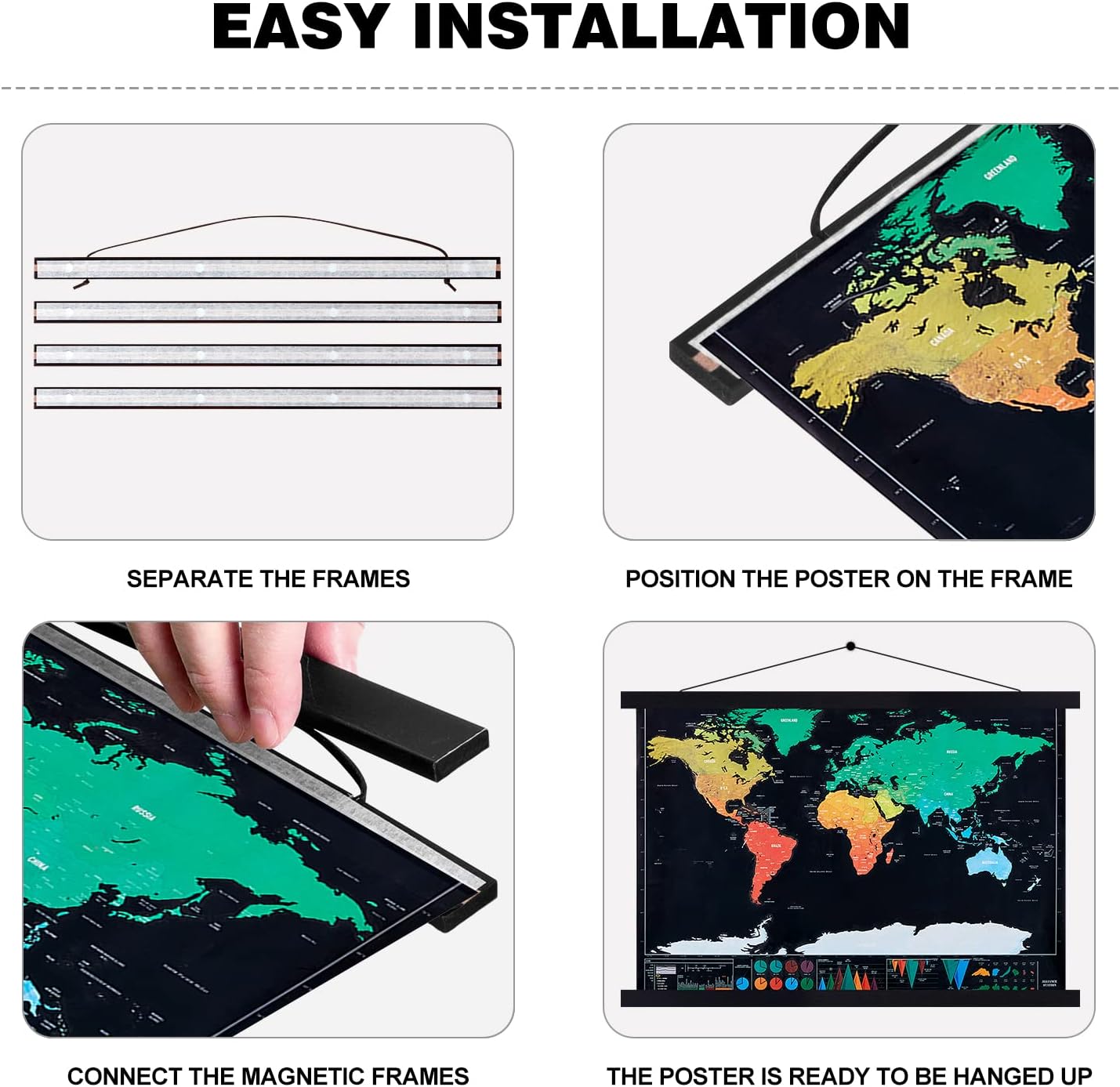 24x36 24x18 24x30 Poster Frame, Magnetic Wood Frame Frames for Photo Picture Canvas Artwork Wall Hanging (1 Pack, 24", Black)