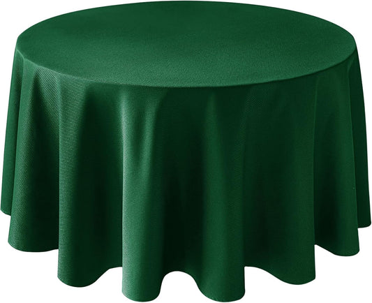 Biscaynebay Textured Fabric Christmas Round Table Cloth 90", Hunter Green Water Resistant Folding Table Covers for Dining, Kitchen, Wedding & Parties Machine Washable