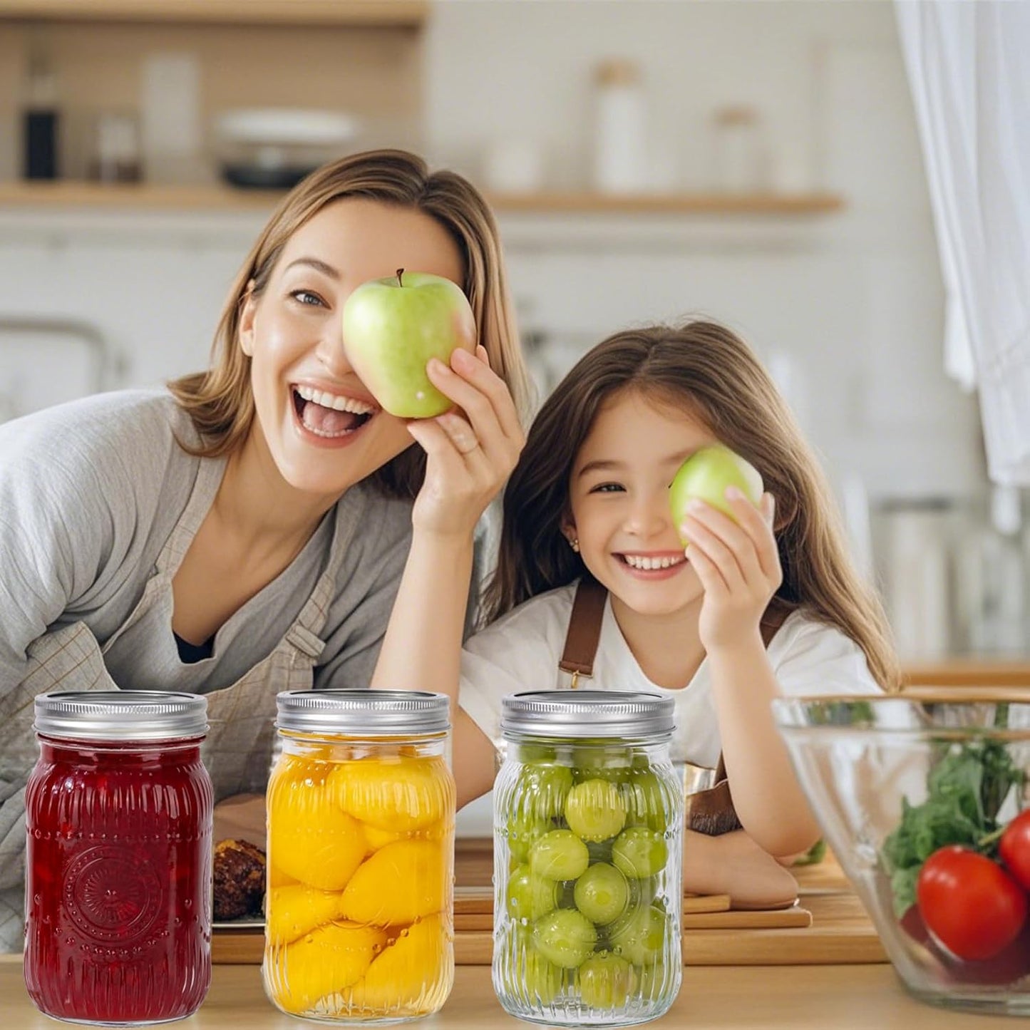 MirthMood 32 oz mason jars , Glass jars with airtight lid Canister Quart Jars for Kitchen Storage ，Mason jar wide mouth Perfect for Canning, Pickling, Preserving, Fermenting, DIY Crafts & Decor 2 Pack