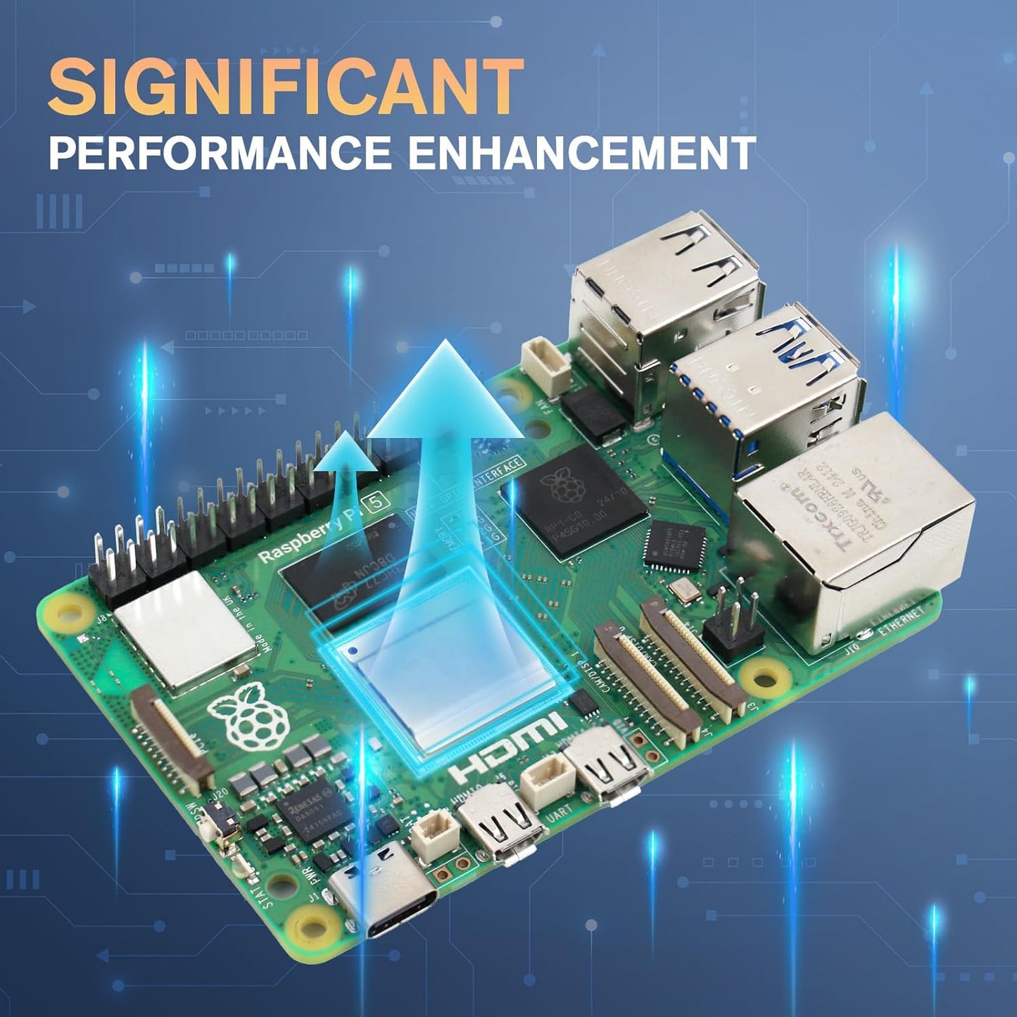 Raspberry Pi 5 Starter Kit with Pi 5 8GB RAM Board, 27W USB-C Power Supply, 128GB Card, Aluminum Case