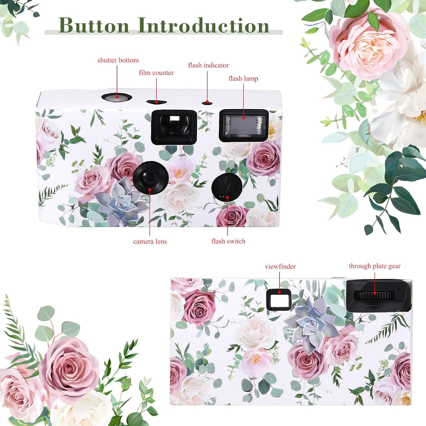 Zhengmy 4 Pack Disposable Camera for Wedding,34mm Single Use Camera with Flash One Time for Gathering Wedding Anniversary Travel Party Supply(Vibrant Style, Color Film)