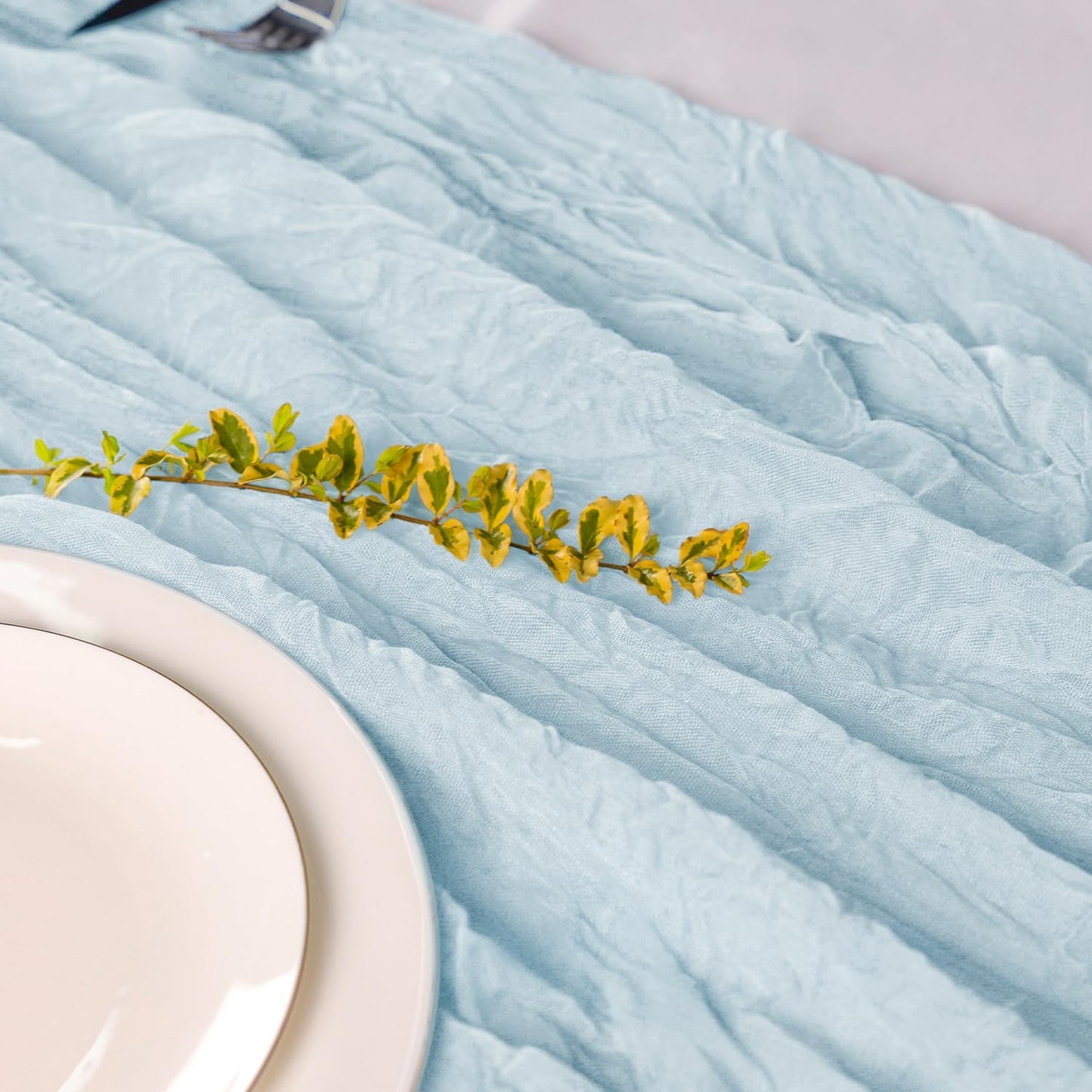 Hahuho Dusty Blue Cheesecloth Table Runner 10ft, Gauze Boho Rustic Table Runners for Wedding Birthday Party Baby Shower Decorations（6 Pack , 35x120 Inches）