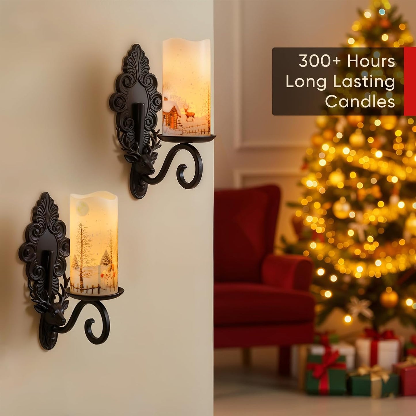 Homemory Christmas Flameless Candles Battery Operated with Snowman, Remote Control and Timers, Real Wax LED Pillar Candles for Rustic Country Home Farmhouse Cabin Decor, Set of 3, 3”x 6”