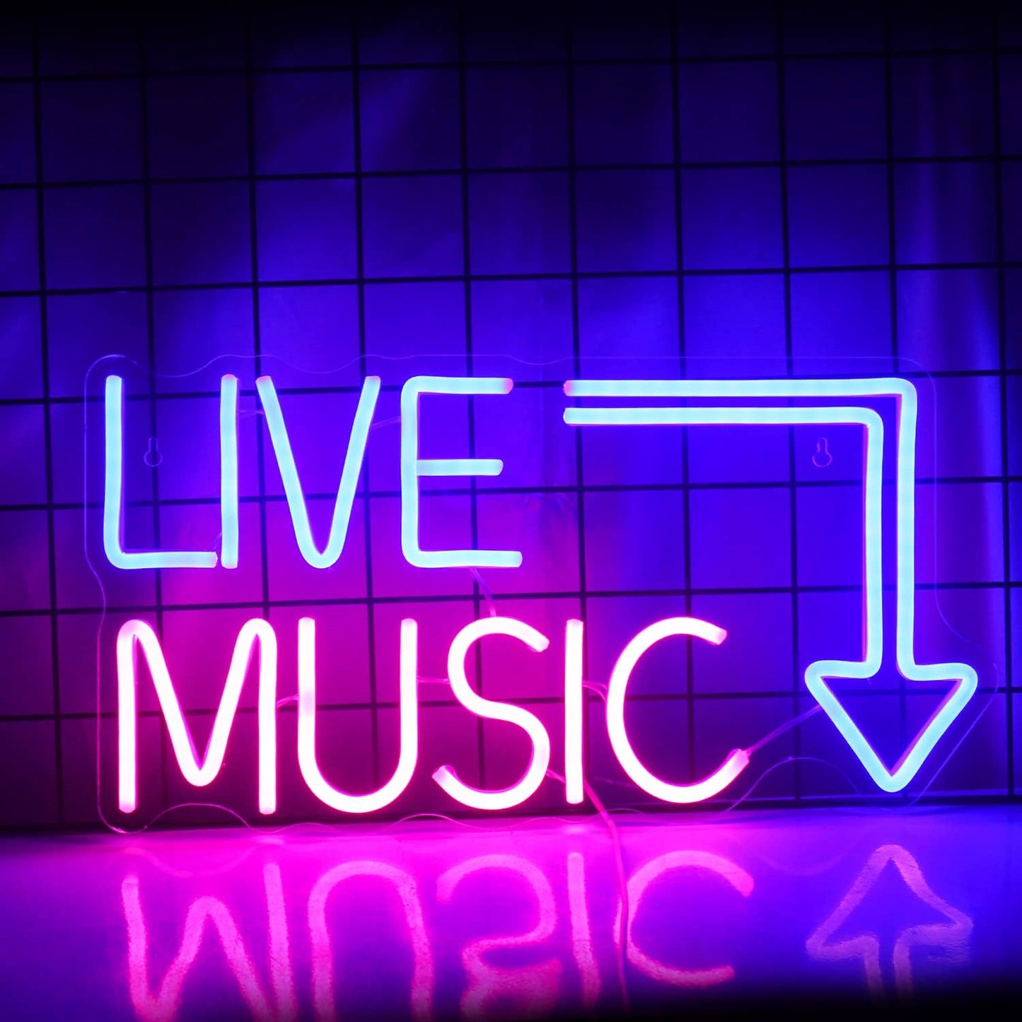 Live Music Neon Sign LED Neon Sign Large Blue and Pink Words for Music Studio USB Powered Switch for Wall Decor Beer,Bar,Music Studio,Bedroom,Party,Club