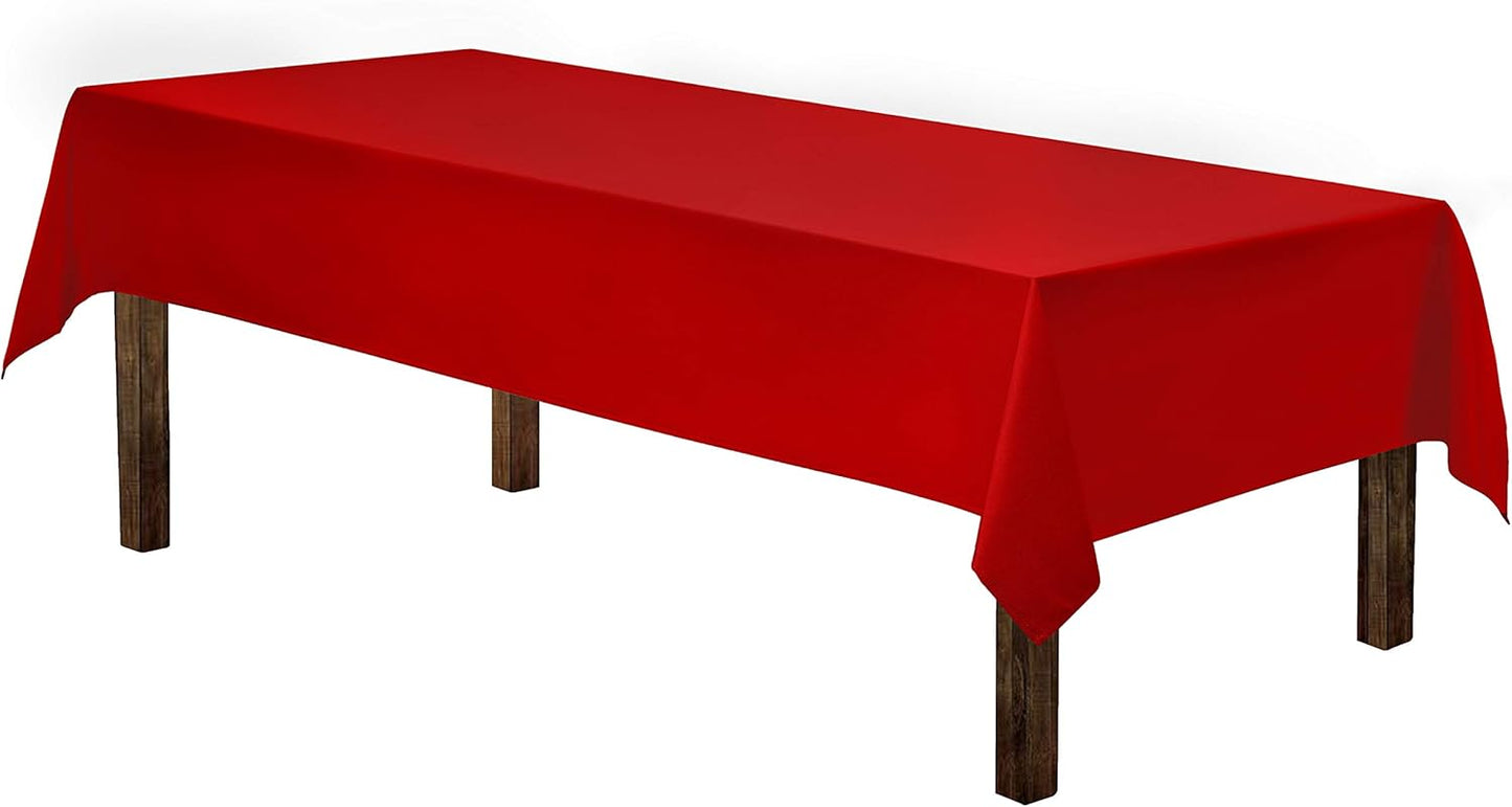 Gee Di Moda Rectangle Tablecloth - 60 x 126 Inch Red Table Cloth for 8 Foot Rectangle Table - Heavy Duty Washable Fabric - for 8 Ft Buffet Table, Holiday Party, Dinner, Wedding & Baby Shower