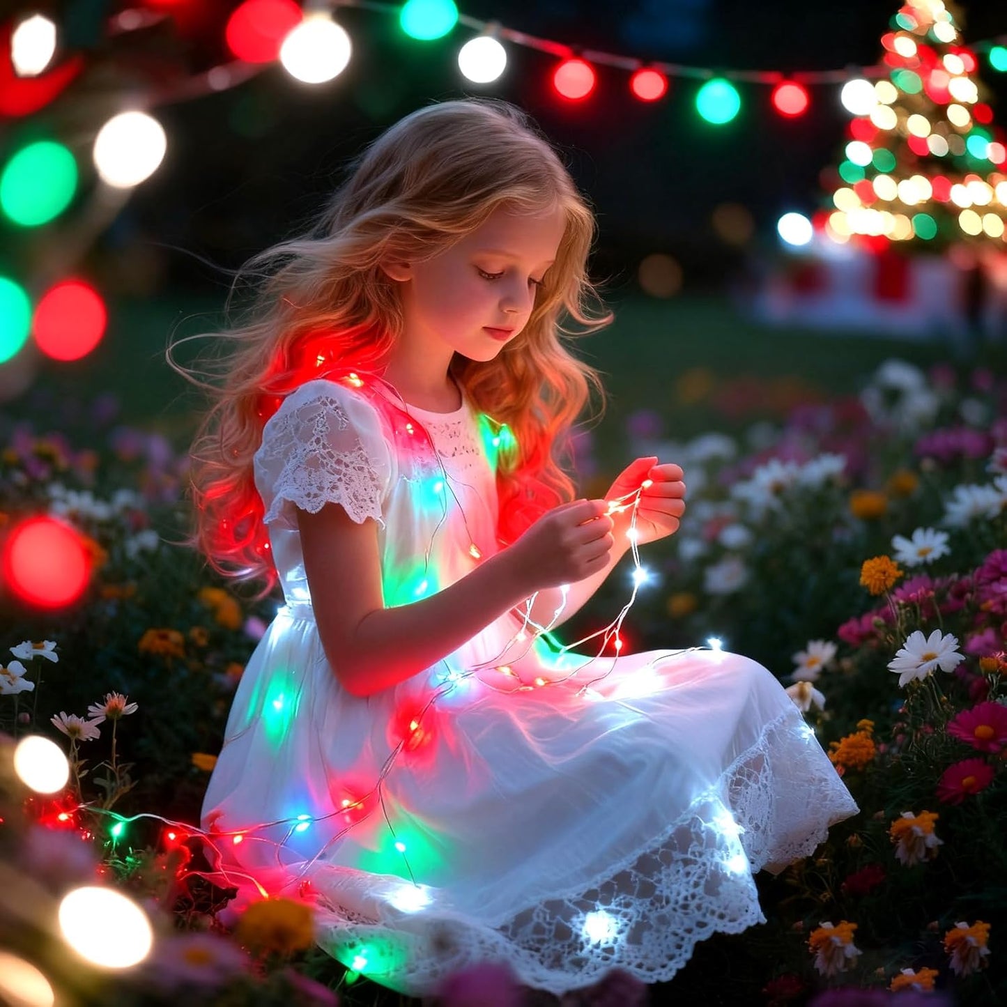 ZNYCYE 4 Pack Fairy Lights Battery Operated, 8.2 Ft 50 LED Fairy Lights with Timer, 8 Modes Christmas Lights, Fair Lights Waterproof for Indoor Wedding Christmas Decorations(Red Green White)