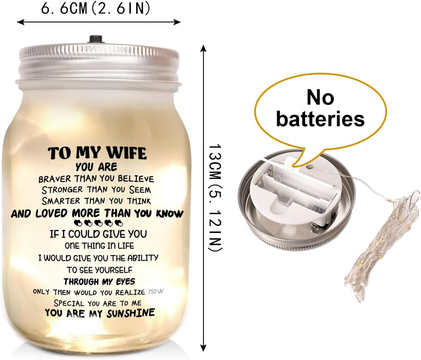 CNVOILA Valentines Day Gifts for Her, For Wife From Husband, Frosted Valentine Mason Jar, Stylish Home Decor, Anniversary Thoughtful Unique Present, Personalized Funny Gifts