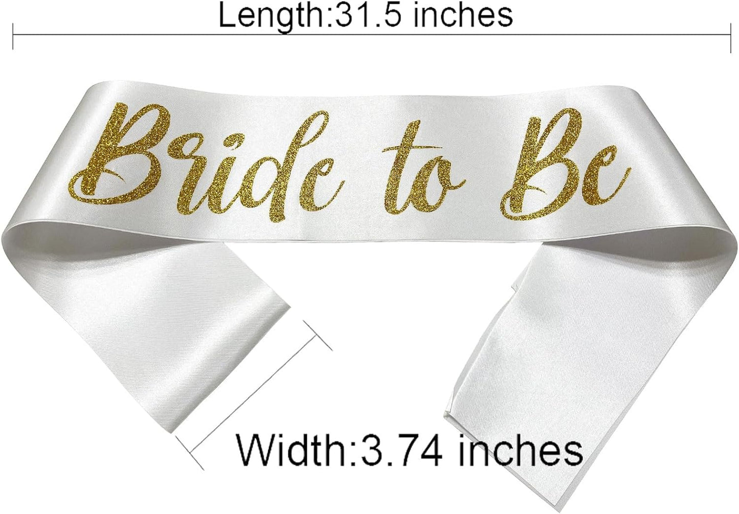 Bride to Be Sash White and Gold, Bride Sash Bachelorette Party Bridal Shower Sashes Bachelor Decorations Just Married Gift Engaged Decor Accessories,White Gold