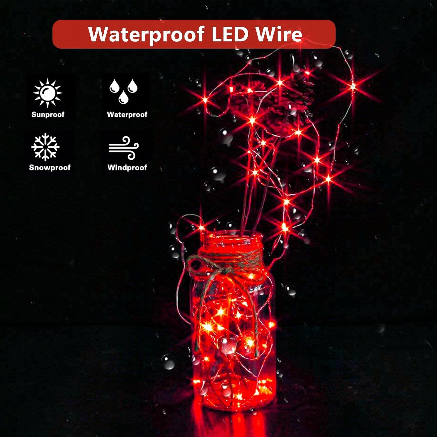 3 Pack Fairy Lights Battery Operated with Remote Control Timer, 26 FT 80 LED String Lights Outdoor Indoor Decorations, 8 Modes Twinkle Lights for Christmas Party Wedding Birthday Bedroom Décor (Red)