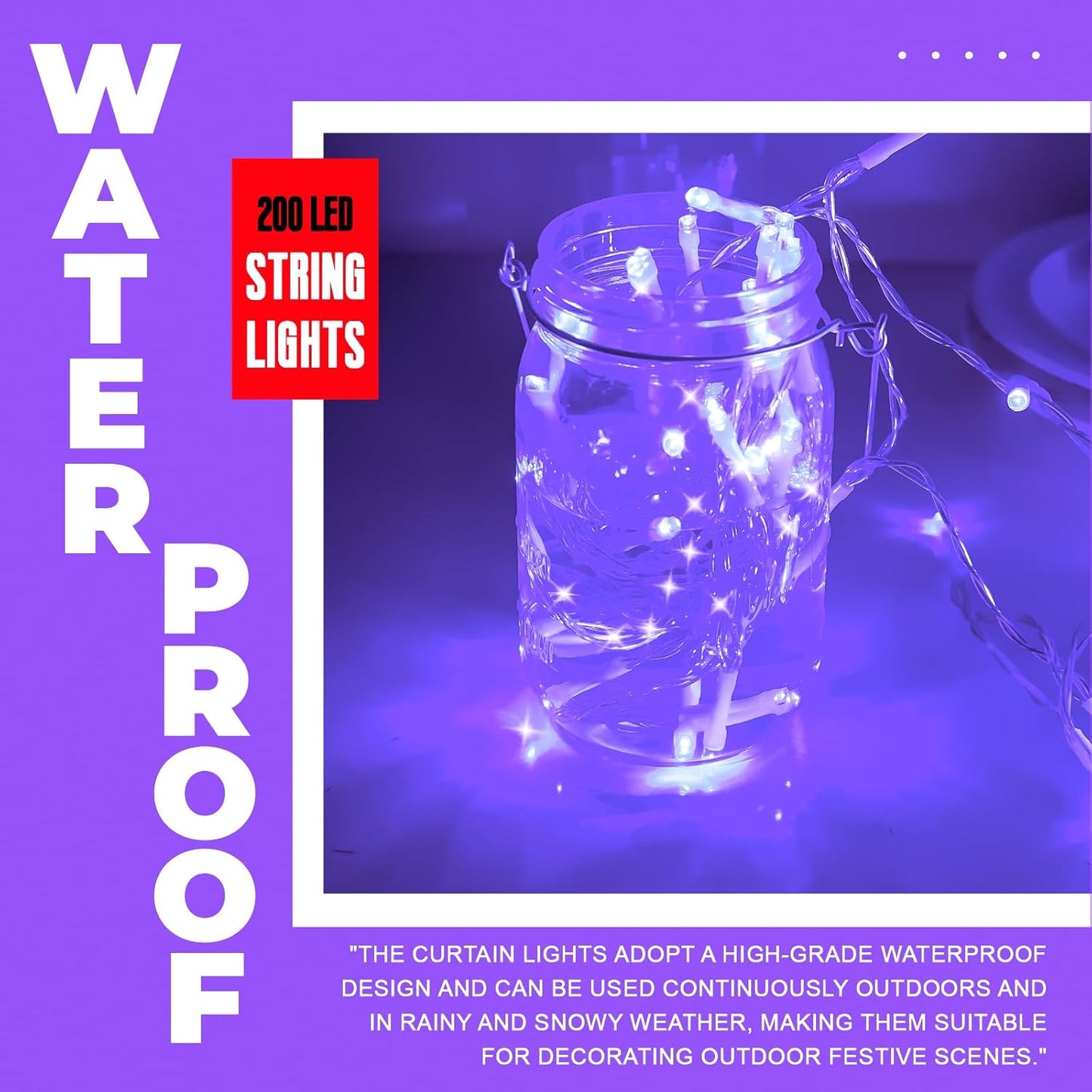 Curtain Light for Bedroom, 200LED 6.6x6.6ft Purple Window Wall Hanging Fairy Curtain String Light, 8 Modes Remote Fairy String Lights Indoor for Wedding Party Home Garden Decorations