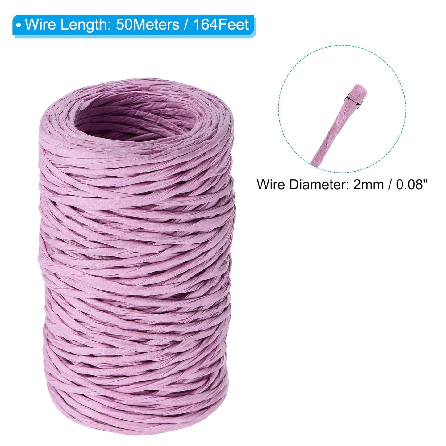 PATIKIL 164 Feet Floral Bind Wire Wrap Twine, 2mm Florist Wire Iron Wire Paper Covered Vine Wrapping Binding Wire for Flower Bouquets, Purple