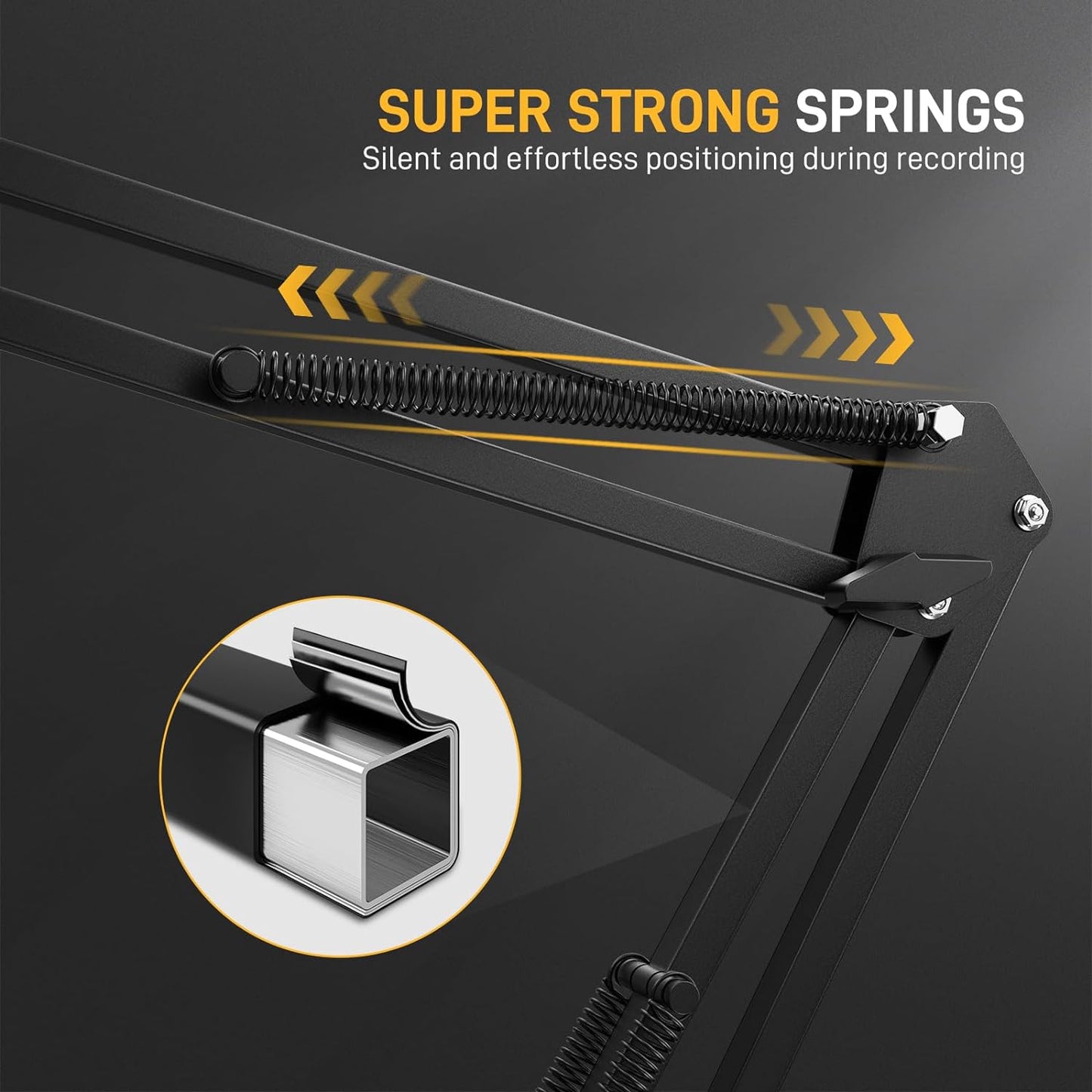 MAONO Boom Arm Microphone Stand: Adjustable Metal Suspension Mic Boom Arm for Podcast Gaming Streaming Recording,with Desk Clamp and 3/8" to 5/8" Screw Adapter-Max Load 1KG BA20 Black