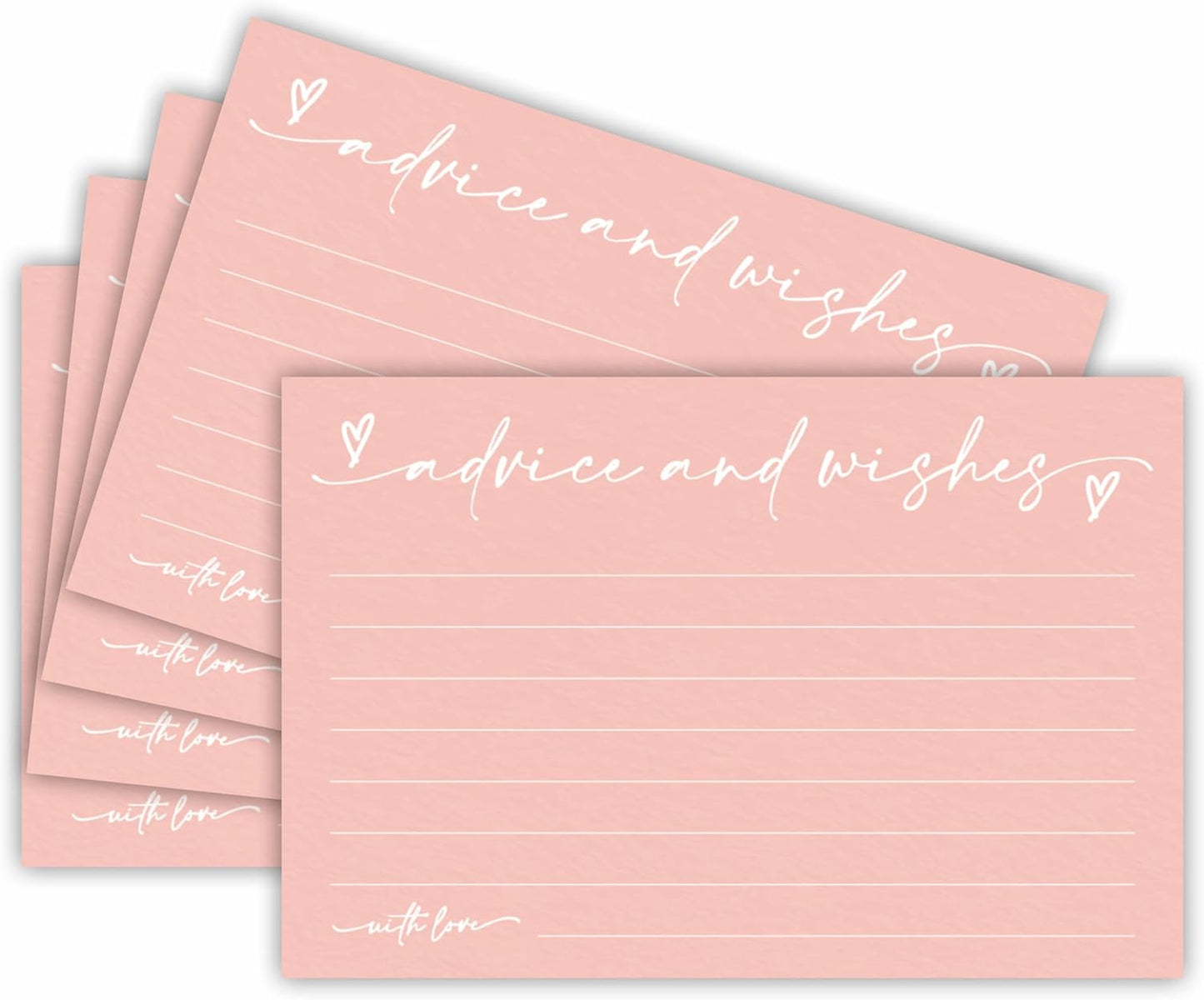 30 Advice & Wishes Cards - Peach Pink - Double Sided Fill-In Advice Cards For Bridal, Wedding, Graduate Party, Mr & Mrs, Retirement, Baby Shower, Party Favor & Supplies - B02