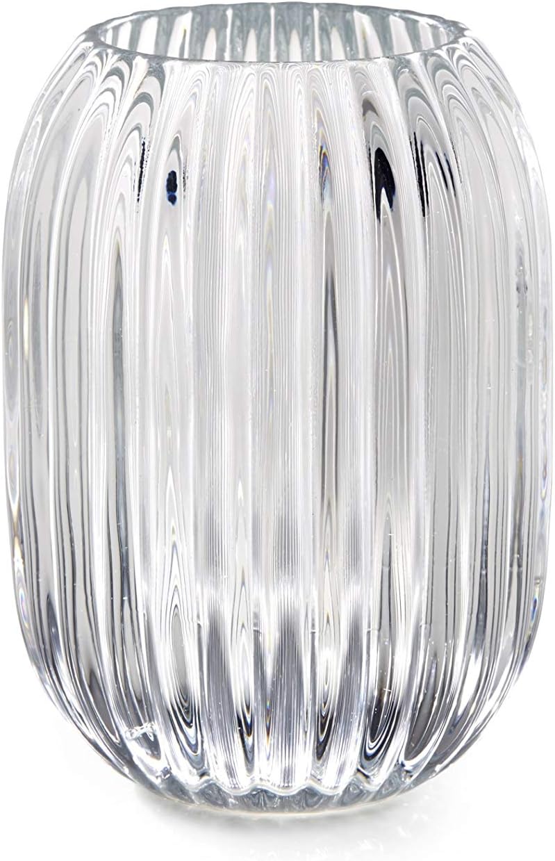 Serene Spaces Living Clear Optical Glass Votive Holder, Perfect for Weddings and Home Décor, Measures 5" Tall and 3.5" Diameter
