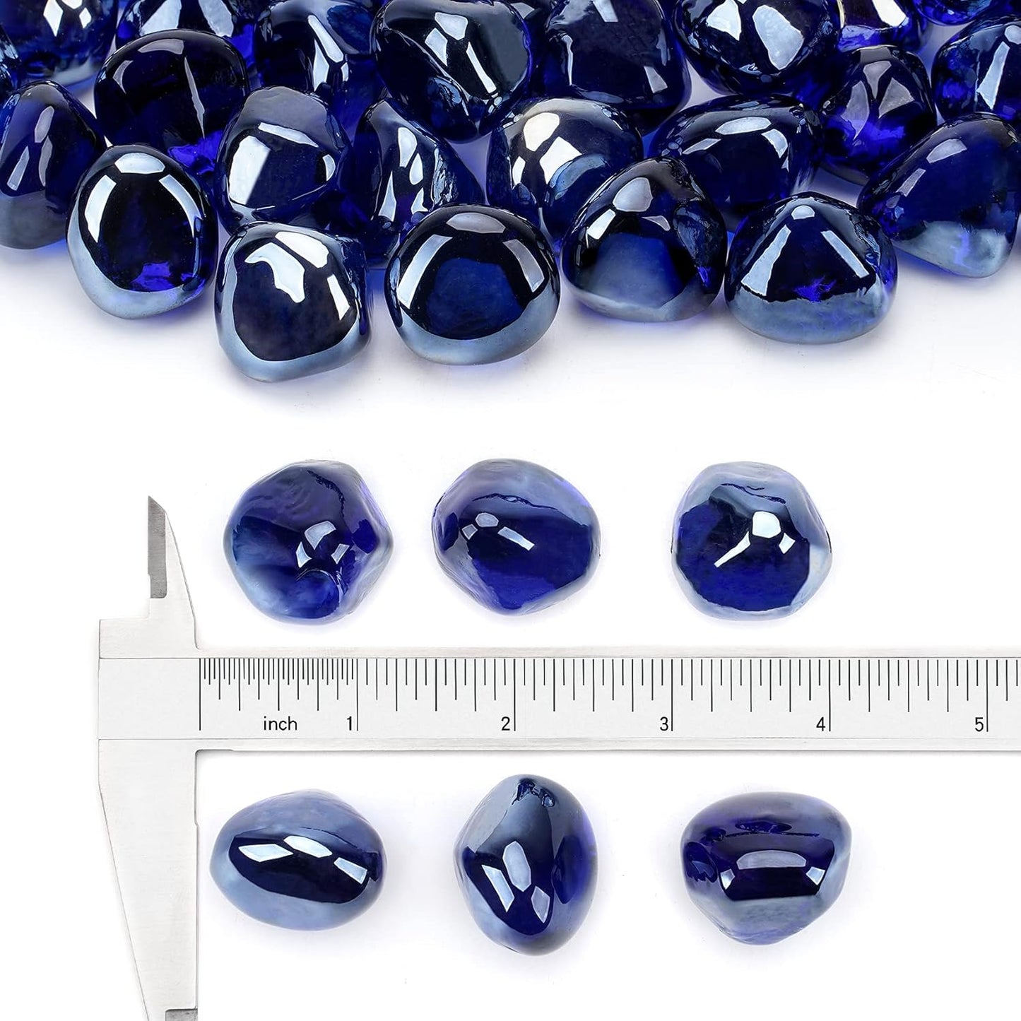 Stanbroil 10-Pound Fire Glass Diamonds - 1/2 inch Luster Fire Glass for Fireplace Fire Pit and Landscaping, Royal Cobalt Blue Luster