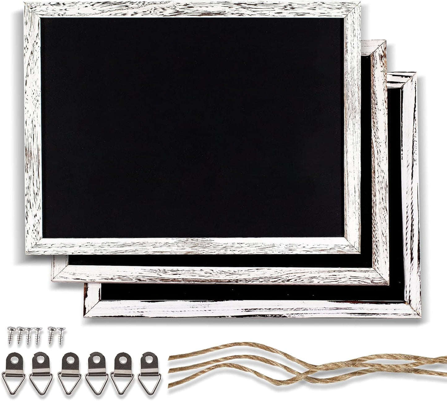 Chalkboard 12x16 inches, 3 Pack Non-Magnetic Blackboard, Rustic White Wooden Framed Chalkboards for Wedding, Kitchen and Home Decor
