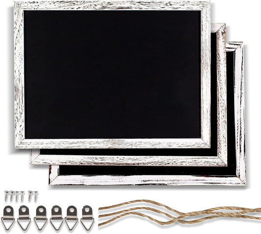 Chalkboard 12x16 inches, 3 Pack Non-Magnetic Blackboard, Rustic White Wooden Framed Chalkboards for Wedding, Kitchen and Home Decor