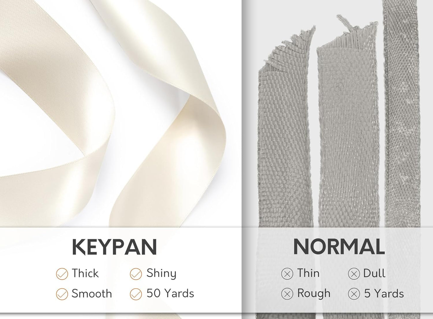 Ivory Satin Ribbon 1-1/2 Inch x 50 Yards Double-Faced Polyester Cream Ribbons for Christmas Gift Wrapping Bows Crafts Floral Bouquet Wedding Invitations