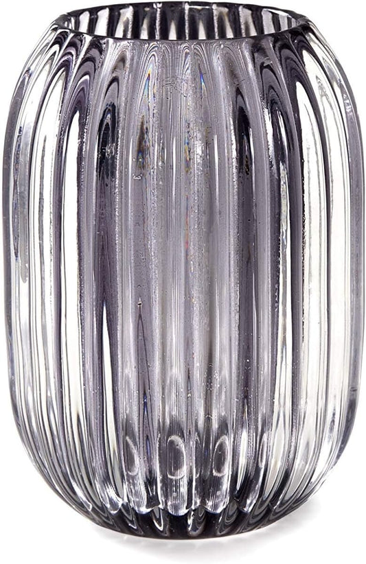 Serene Spaces Living Smoke Grey Optical Glass Votive Holder, Perfect for Weddings and Home Décor, Measures 5" Tall and 3.5" Diameter, Set of 12