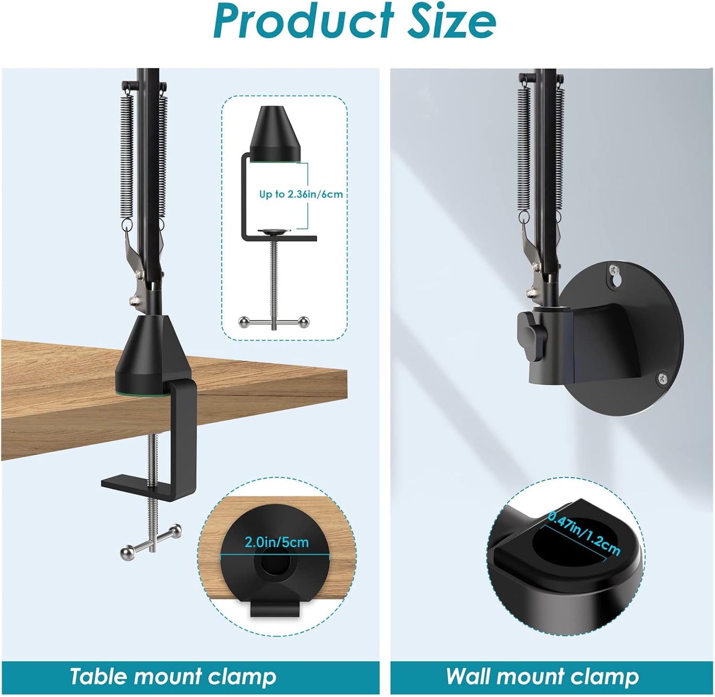 YOUSHARES MV7 Wall Mount Boom Arm Stand with Mic Windscreen and Table Mount Clamp, Mic Stand Arm with Pop Filter Compatible with Shure MV7 and Shure MV7X Microphone