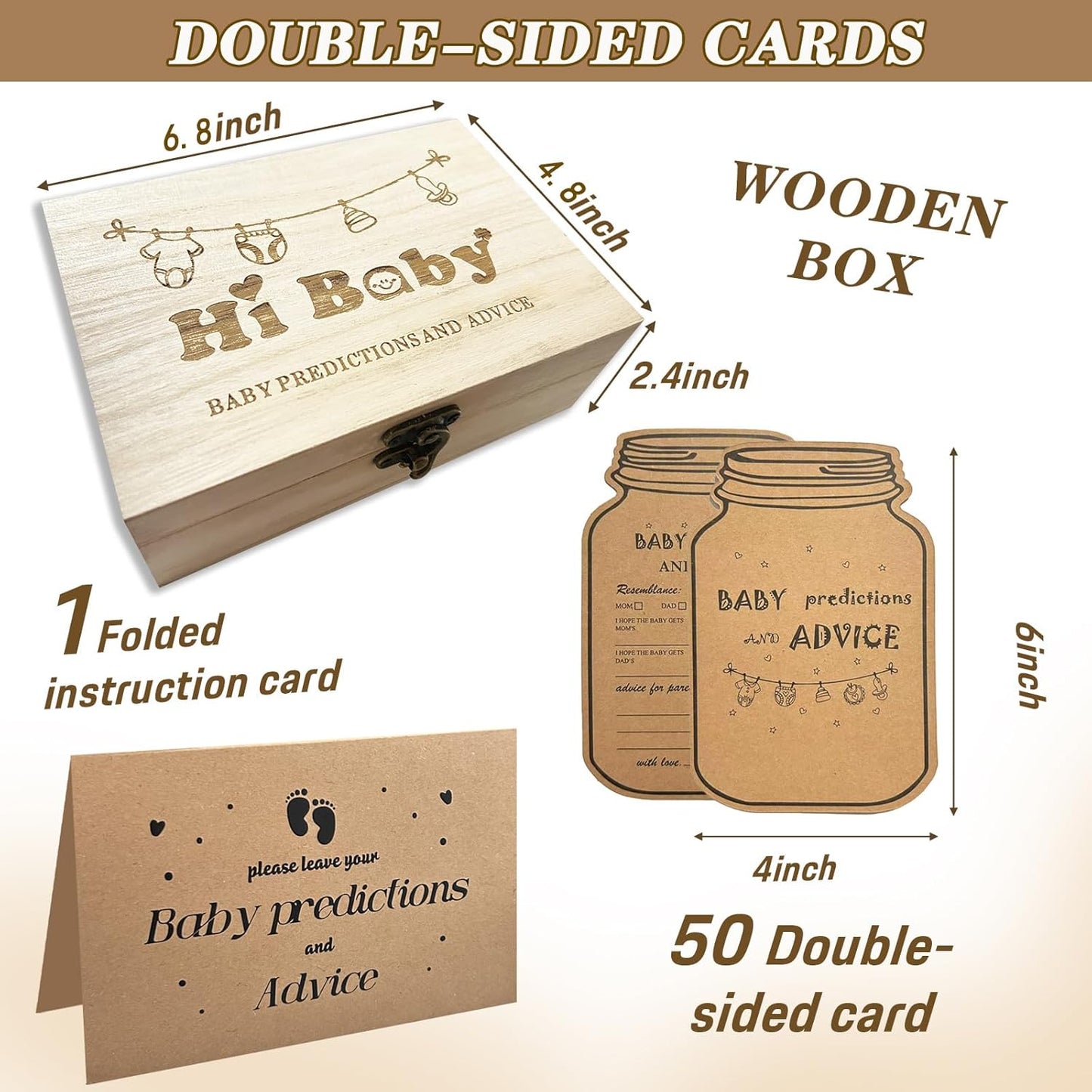 Baby Prediction Cards for Baby Shower Games, Advice and Wishes Cards for Parents To Be, Gender Neutral Boy Girl, Baby Predictions Box Guessing Activities Baby Shower Decorations (5x7inch)