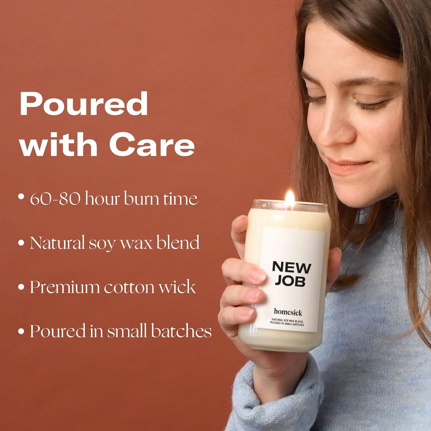 Homesick New Job Scented Candle - 13.75 oz Leather & Cinnamon Scented Natural Soy Wax Blend, Coworker Leaving Gifts for Friends, Goodbye, Going Away, New Beginnings & Congrats on New Job Candle Gift