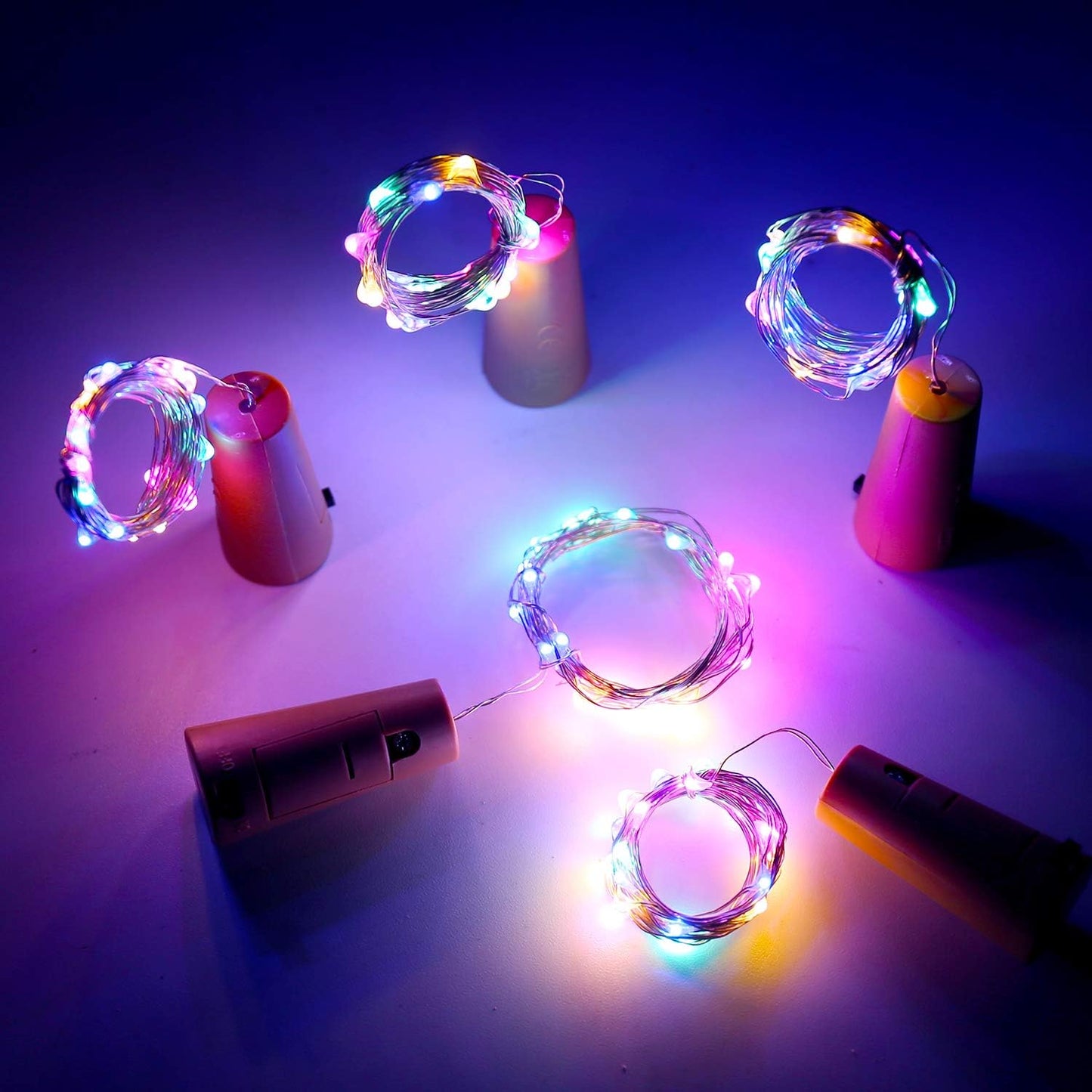 Aluan Wine Bottle Lights with Cork 10 Pack 20 LED Christmas Mini Fairy Lights, Waterproof Battery Operated Bottle Lamps for Liquor Bottles Party Bar Rustic Wedding Table Indoor Decoration, Multicolor