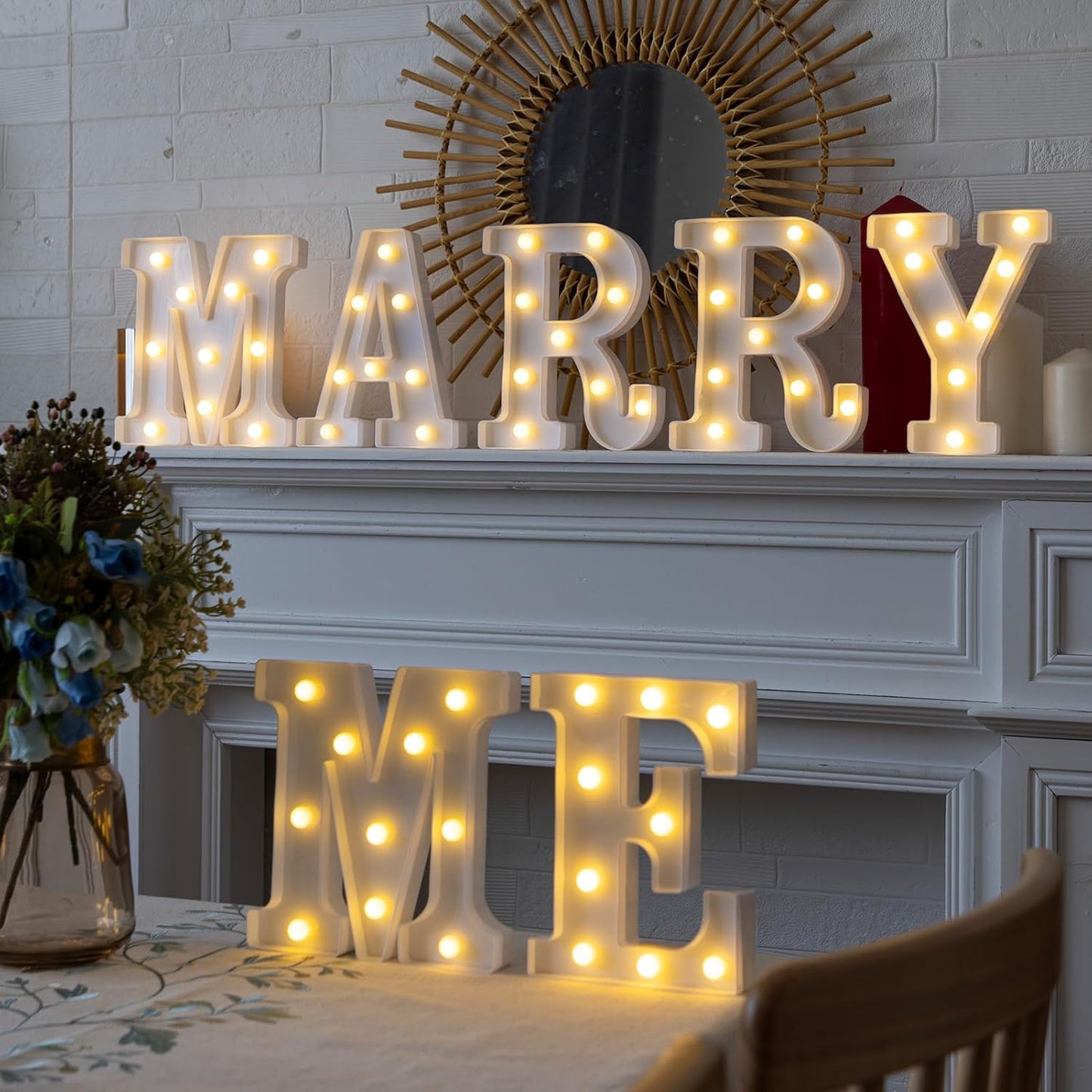 Marry Me Light Up Letters, Led Marry Me Sign for Proposal Decorations, Led Marquee Light Up Letters for Romantic Wedding Sign