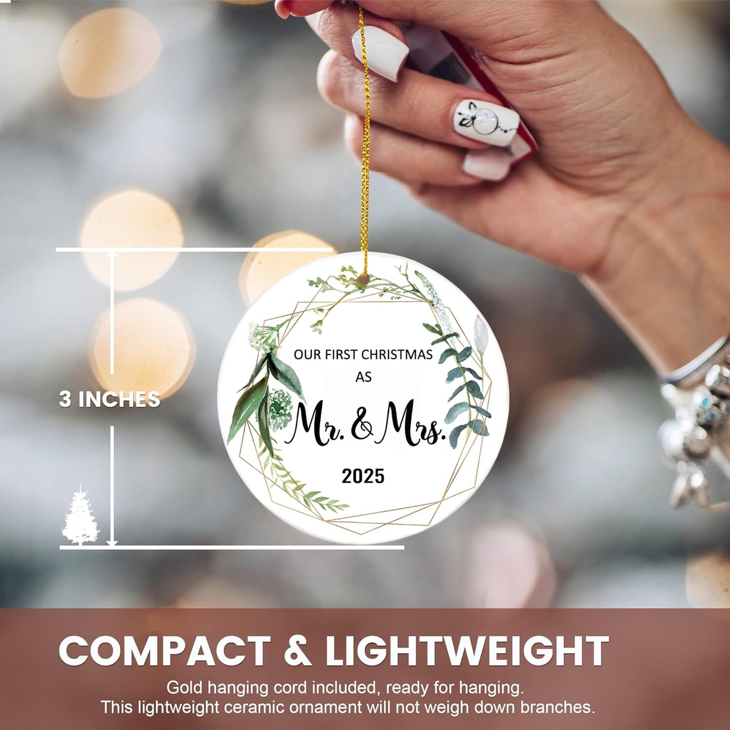 Wedding Gifts for Couples 2025, Our First Christmas Married Ornaments Ceramic, 1st Christmas as Mr Mrs, Bridal Shower Gift, Just Married Gifts, Newlywed Keepsake