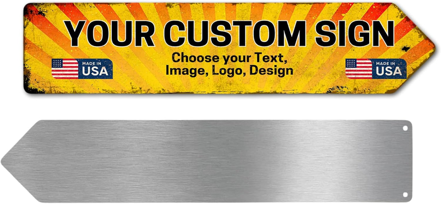 Custom Right Arrow Metal Sign by DC | Directional Signs for Indoor & Outdoor Use | Personalized Rust-Free Metal Yard Display | Customized Weatherproof Road Arrow Marker | Multiple sizes | Made in USA