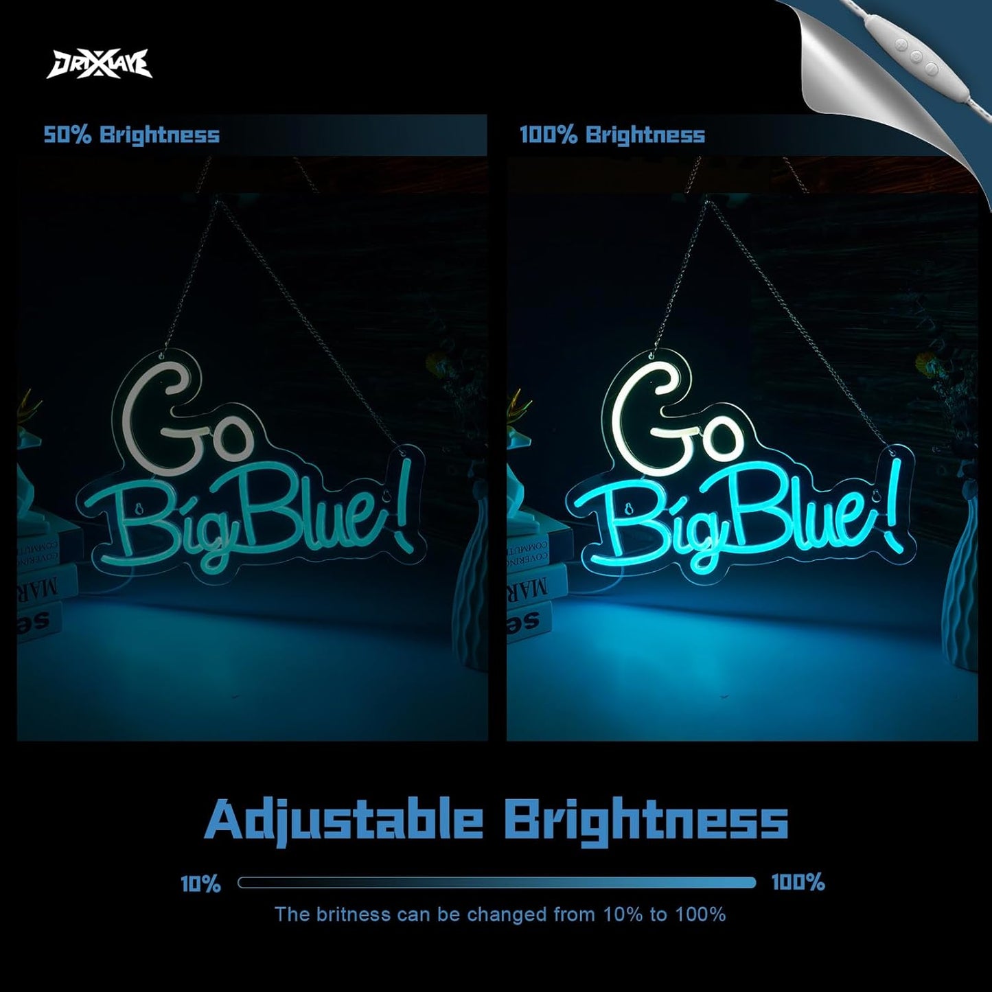 Go big blue neon sign University Slogan neon sign for wall decor Kids Room Decor Bar Game Room Man Cave Gift