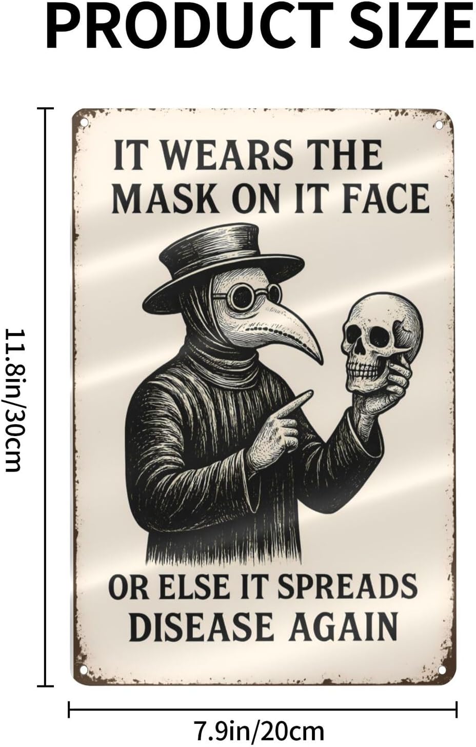 Funny Goth Bathroom Sign - "Wash Your Hands" Dark Aesthetic Wall Decor for Gothic Home or Restroom - 8" x 12" Metal Tin Sign