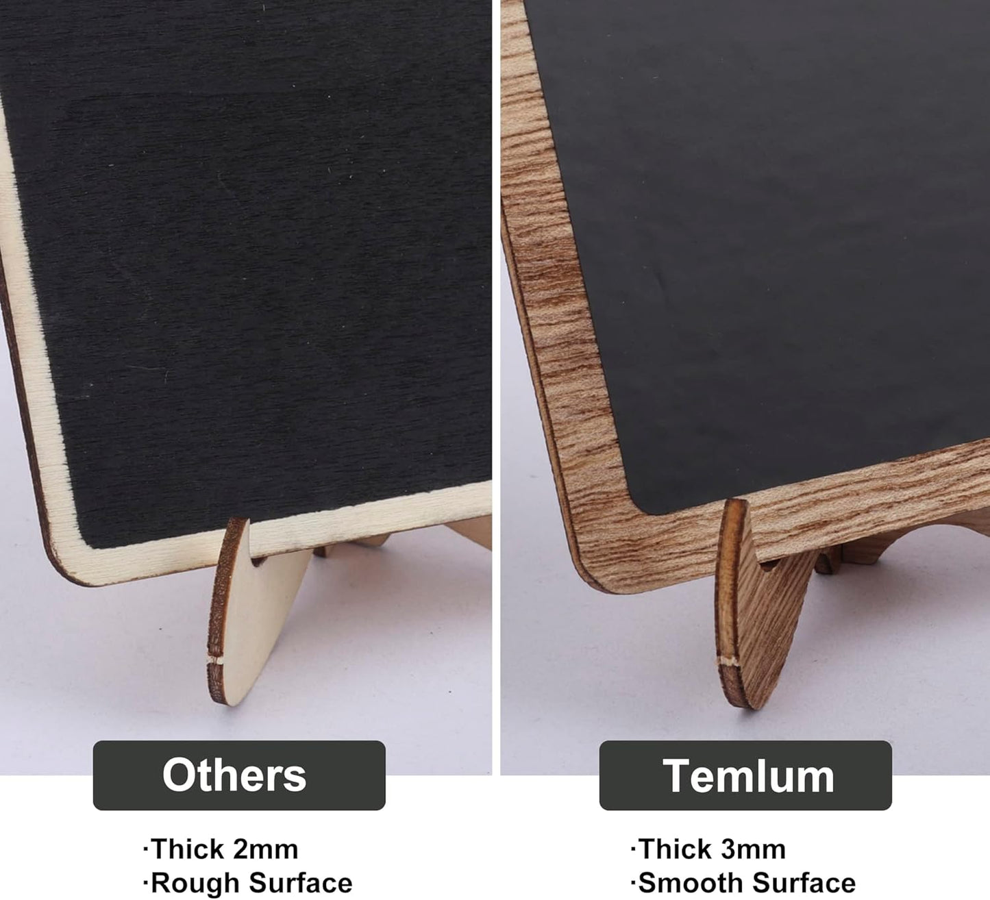 Temlum 15 Pcs Mini Chalkboard Sign with 6 Color Chalk Markers, 2.9″ x 3.9″ Wooden Blackboard Reusable Small Chalkboards for Food, Buffet, Message Board, Table Number (Rustic Brown)