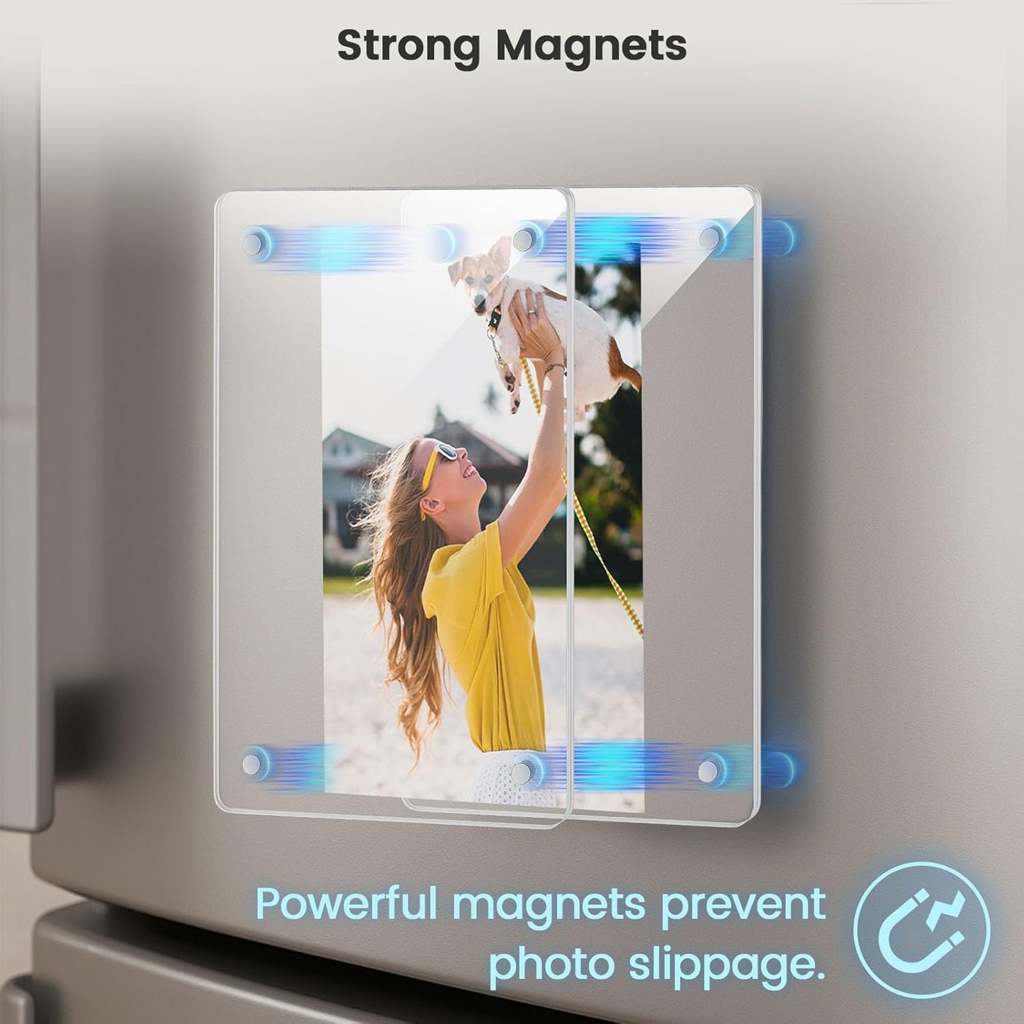 DomeStar 4 x 6 Magnet Picture Frames for Fridge 4 Pack, Acrylic Fridge Magnetic Frames for Photo Postcard Office Home Decor