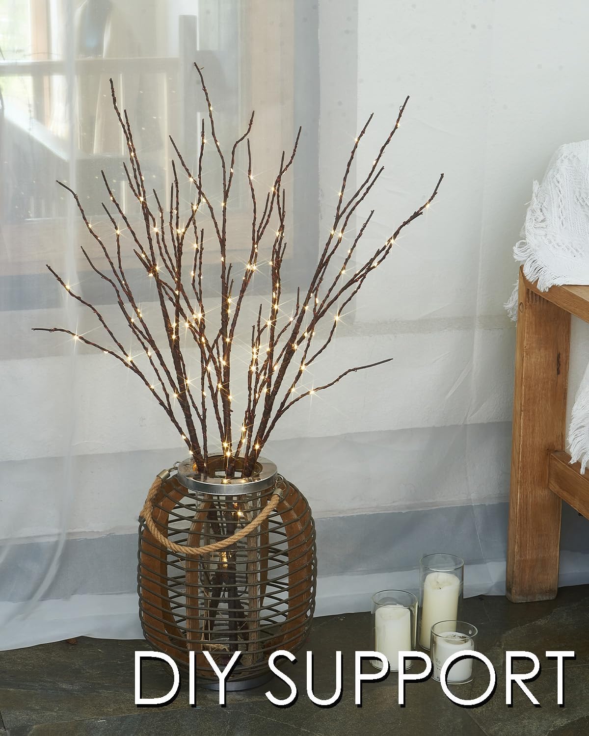 Birchlitland Lighted Branches for Vase 32in Tall 150 LED Plug in, Brown Artificial Willow Lights with Timer Home Christmas Party Mantle Decor