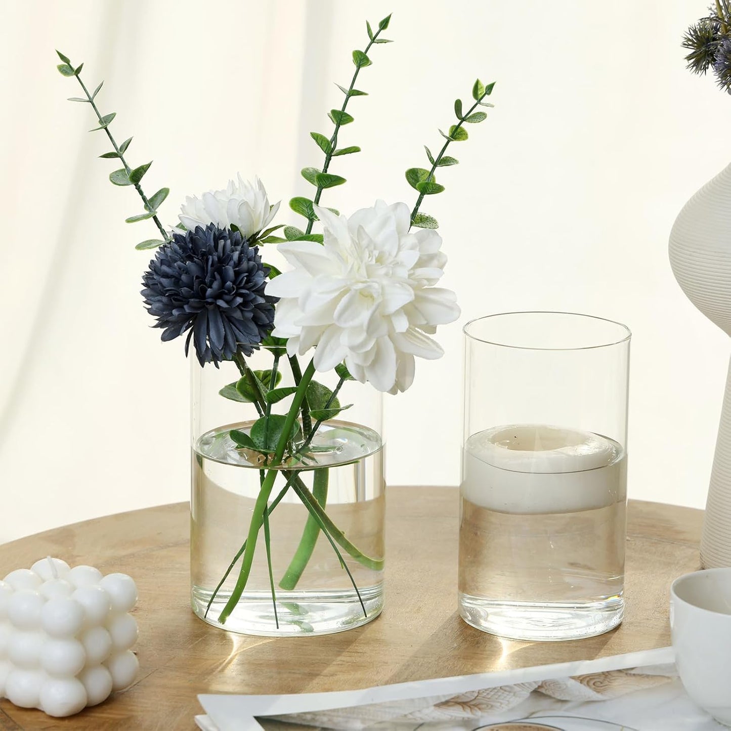 Fixwal 12pcs Vase for Flower 6 Inch Clear Glass Cylinder Vases for Centerpieces, Glass Flower Vase Floating Candle Holder Vase for Table Shelf, Party, Wedding, Home Decor