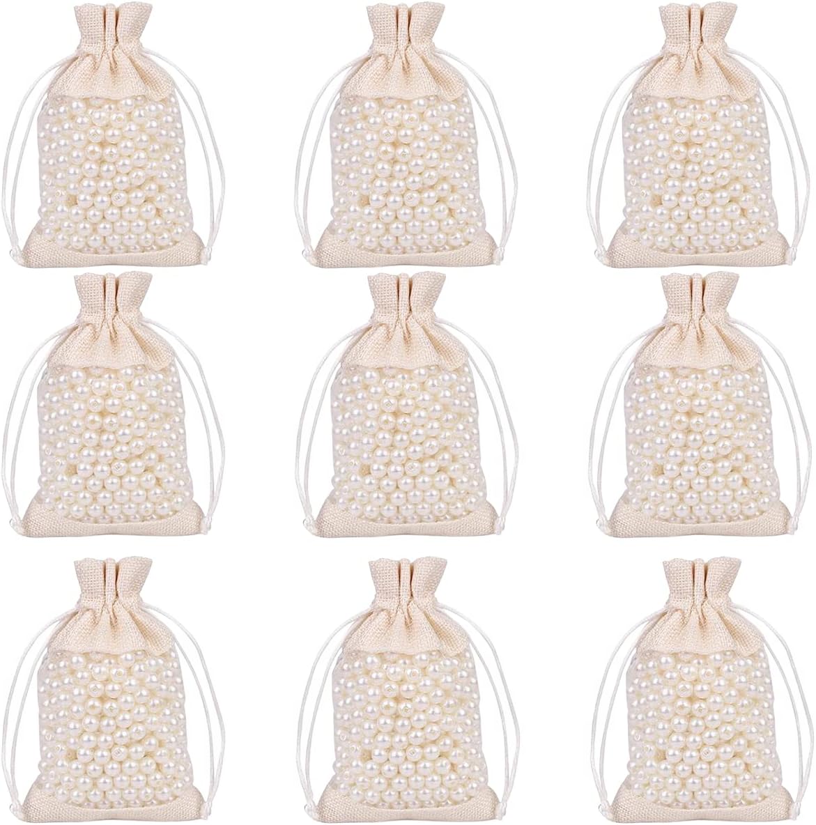 50 Pcs Burlap Bags with Drawstring,3.9"x5.5" Gift Bags Jewelry Pouch Bags for Candy Packing Party Favors Wedding Holiday DIY Craft(Beige)