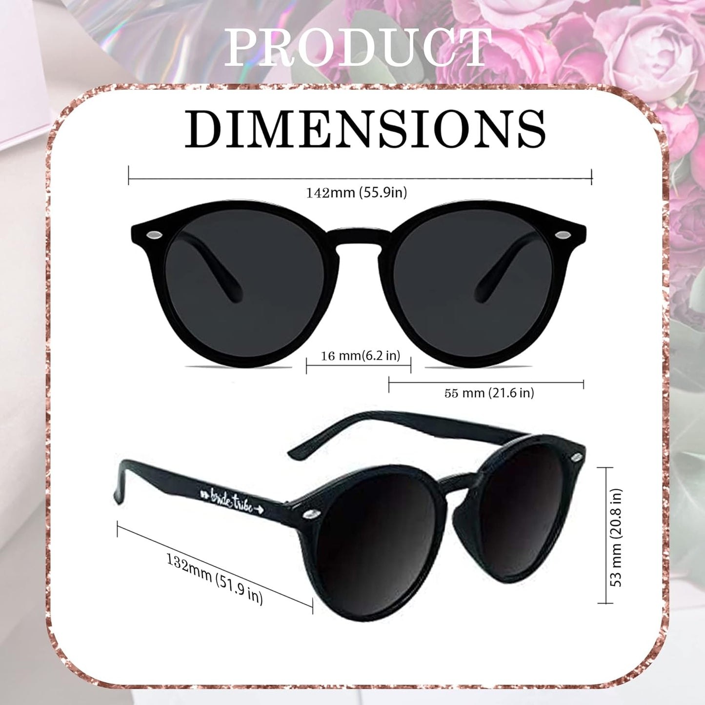 LADY&HOME Bachelorette Party Cat Eye Sunglasses - Bridesmaid & Bridal Shower Supplies, 10pcs Round Weddings Sunglasses