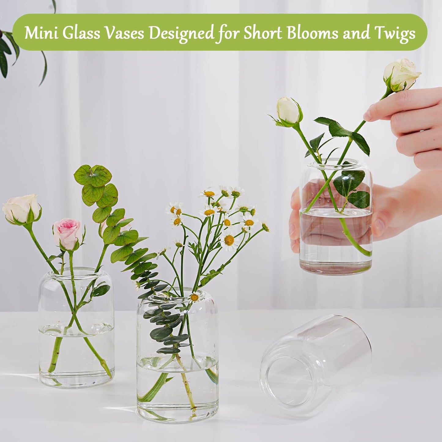 Small Glass Flower Vases, Set of 20 Clear Bud Vases for Centerpieces Mini Vase Bulk for Flowers for Wedding Birthday Party Housewarming Valentines' Day Table Centerpiece Decor