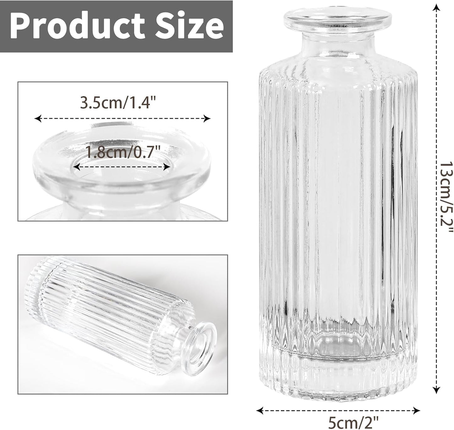 Glass Bud Vases Set of 20, Living Bud Vases, Small Bud Vase in Bulk, Mini Flowers Vases for Centerpiece, Vintage Decorative Vase Set for Table Decorations, Wedding Reception, Home Decor (Clear)