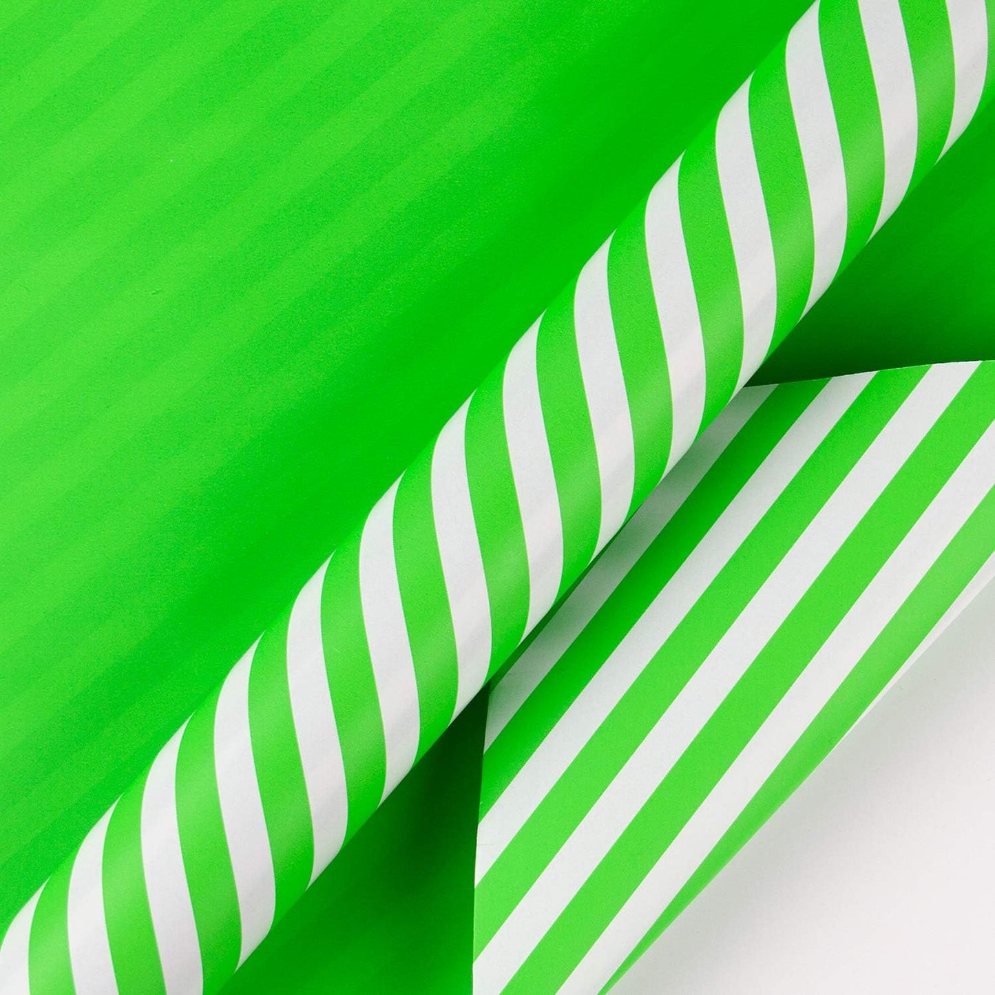 WRAPAHOLIC Reversible Wrapping Paper - Mini Roll - 17 Inch x 33 Feet - Green and Stripes Design for Birthday, Holiday, Wedding, Baby Shower