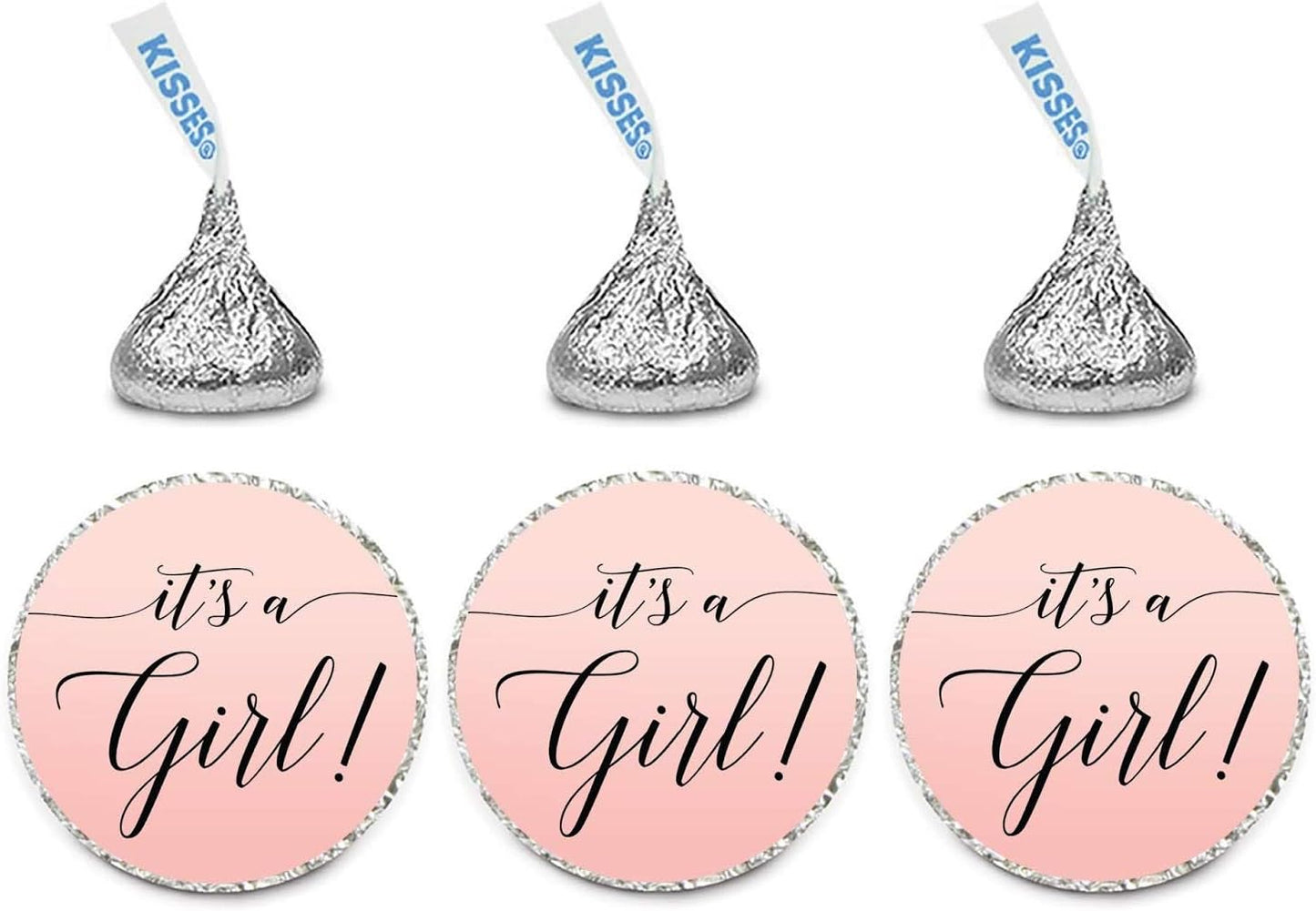 Andaz Press Blush Pink Rose Elegant Party Baby Shower Collection, Small Round Circle Label Stickers, Fits Kisses Chocolates, It's a Girl!, 240-Pack, Favors Decor Envelope Seals