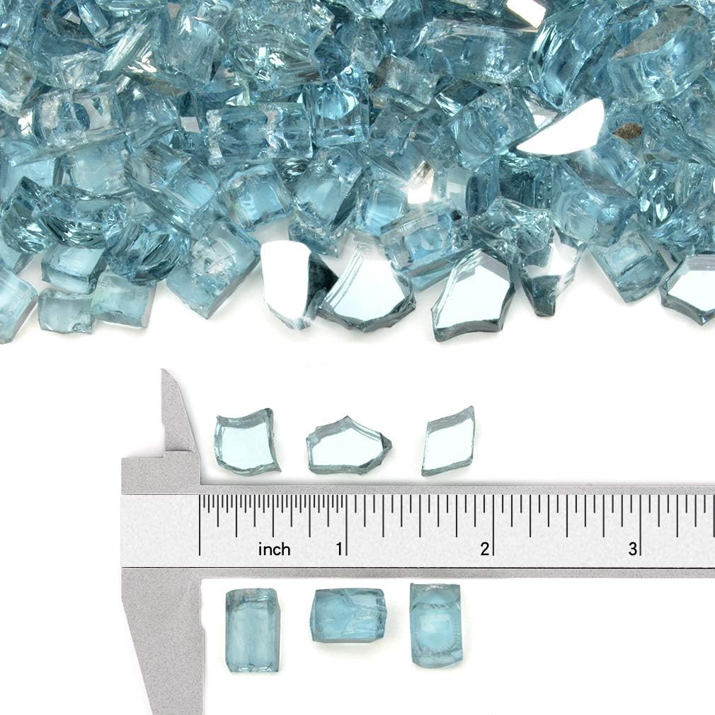 Stanbroil 10-Pound Fire Glass - 1/4 inch Reflective Tempered Fire Glass for Fireplace Fire Pit, Aqua Blue Reflective