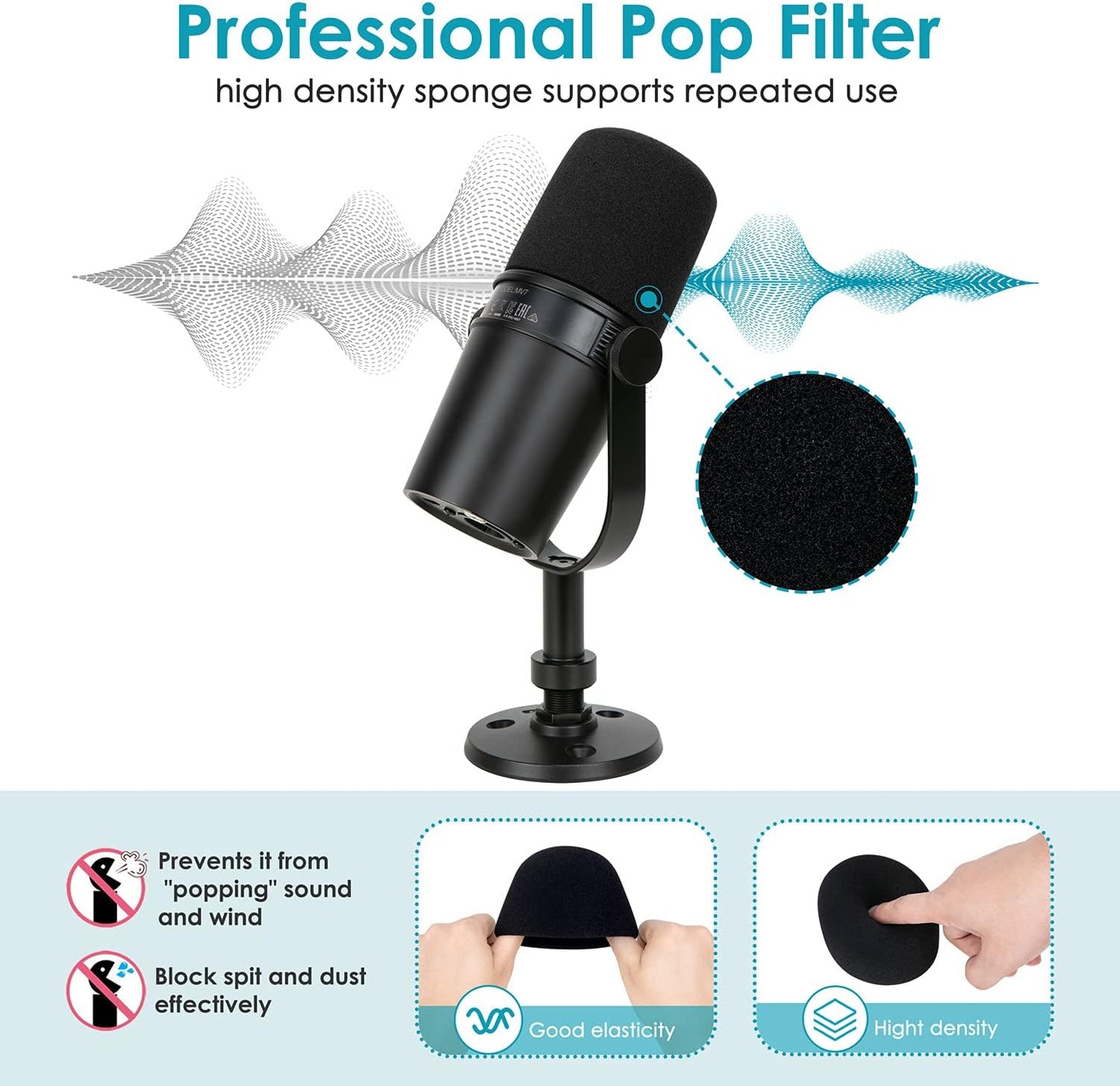 MV7 MV7X MV7+ Boom Arm - Mic Arm with Foam Cover Windscreen Compatible with Shure MV7 and Shure MV7X and Shure MV7+ Microphone with Pop Filter and 2 Cable sleeves by YOUSHARES