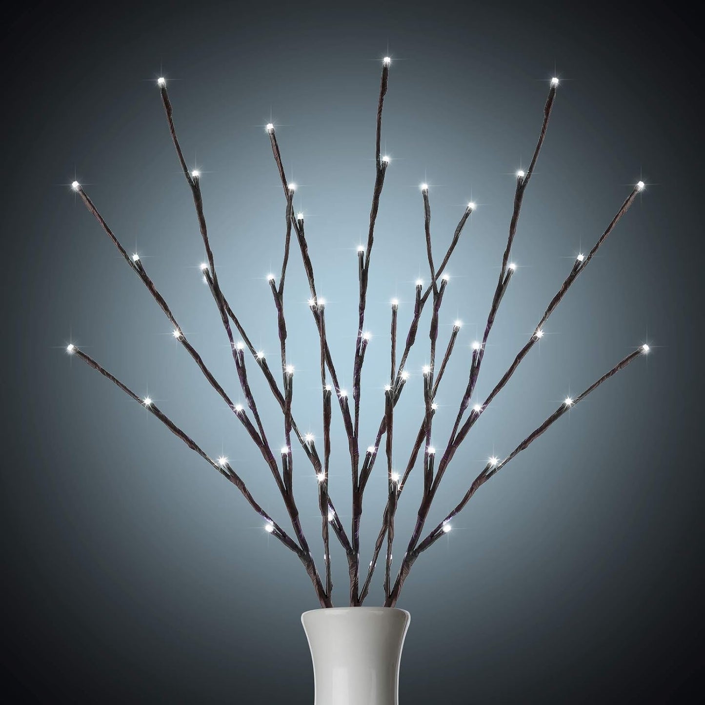 3 Pack Lighted Branches for Vases Plug in - 24Inch 60 LED Christmas DIY Twig Pathway Lights, Artificial Tree Bendable Xmas Fairy Lights with Stakes for Outdoor Indoor Party Decoration, Pure White