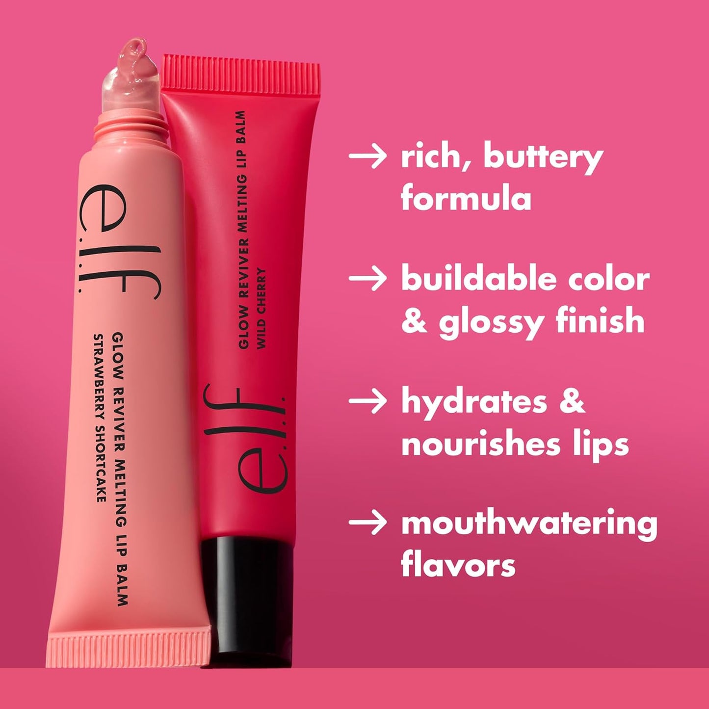 e.l.f. Glow Reviver Melting Lip Balm, Hydrating Tinted Lip Balm For A Glossy Finish & Soft, Supple Lips, Vegan & Cruelty-Free, Wild Cherry