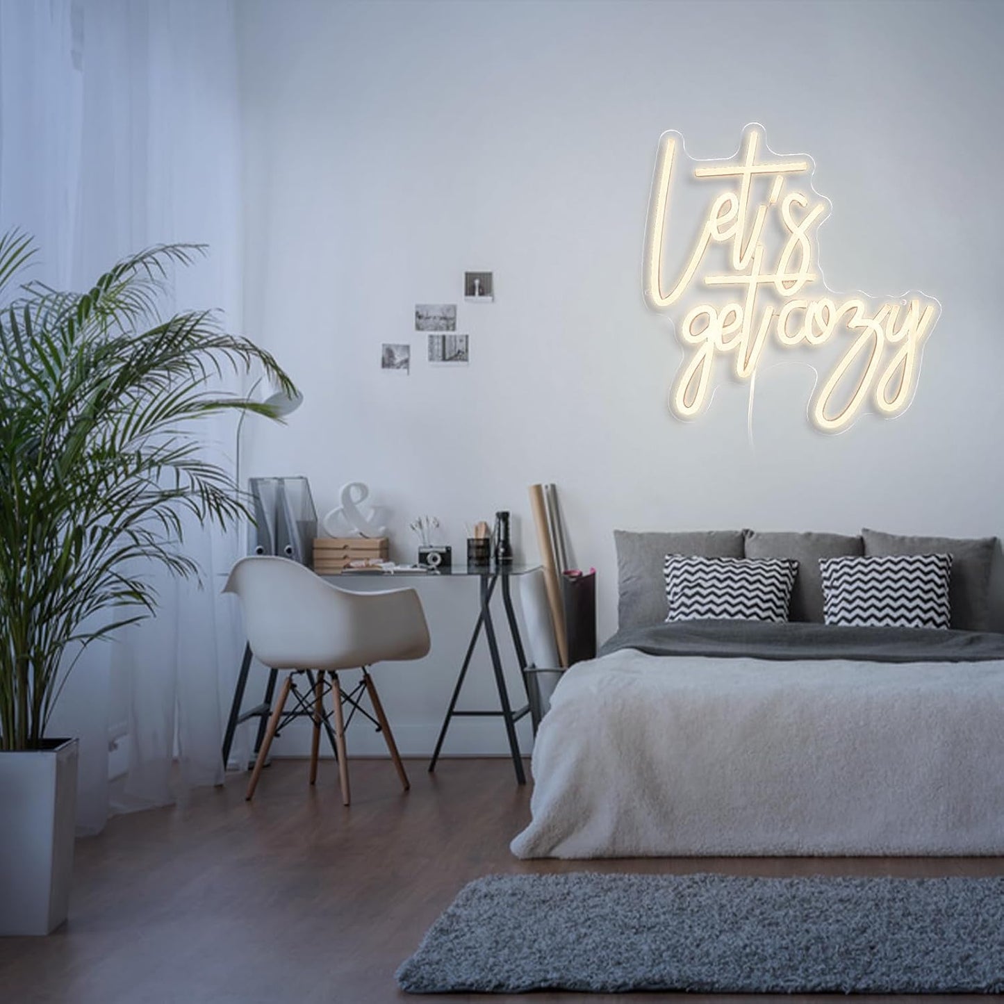 Let's Get Cozy Neon Signs, Wall Decor, Warm White Led Signs Usb Powered, Living Room Decor, Game Room Decor, For Adult Boys Girls Bedroom Restaurant Bar Hotel Party Birthday (13×12.6 in)
