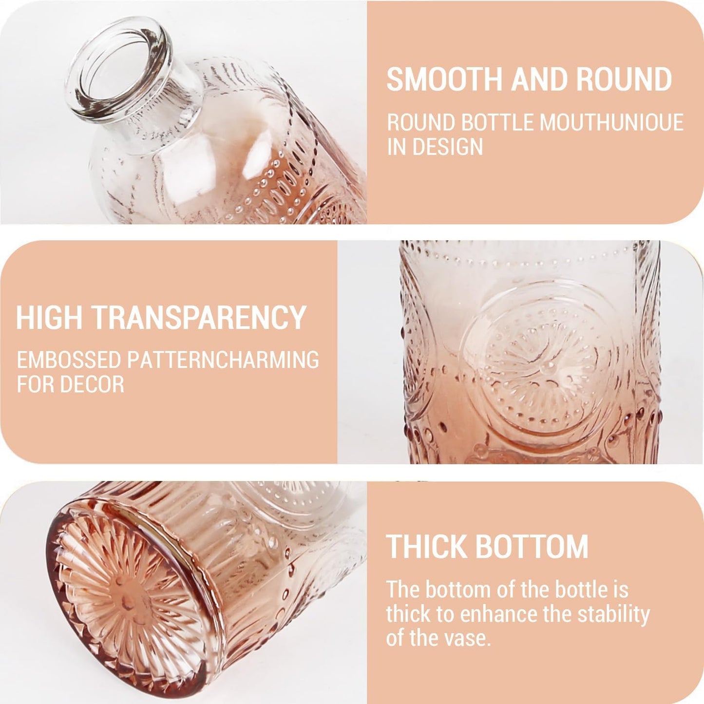 Mini Bud Vases Set of 12 As Wedding Centerpieces for Tables,Clear Bud Vases for Flowers,Small Flower Vases Suitable for Birthday Party,Anniversary,Wedding Reception,Baby Shower (Pink, 12PCS)